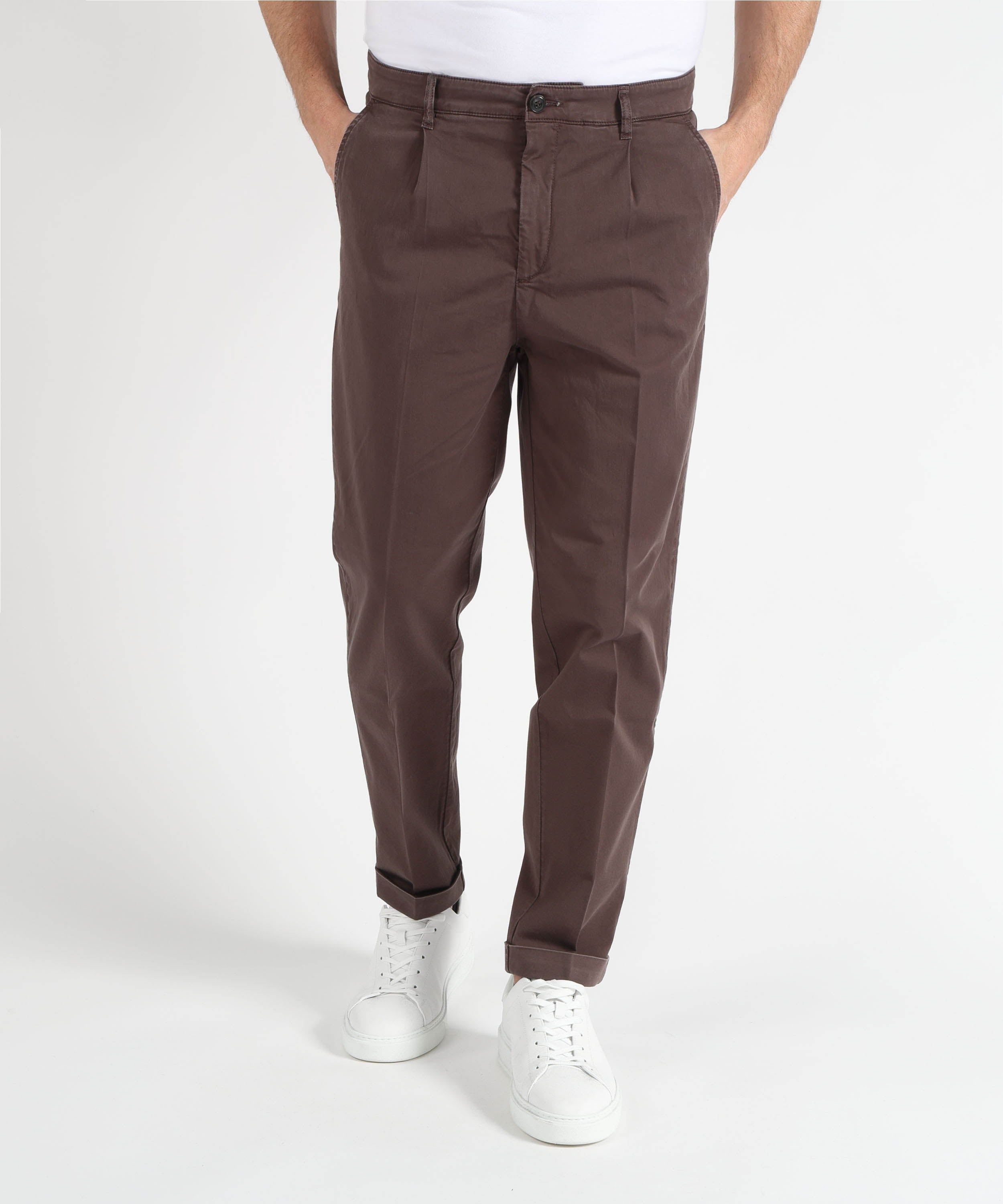 Pantaloni MRN Pantalone uomo in cotone stretch con micro pinces Moro | MRN