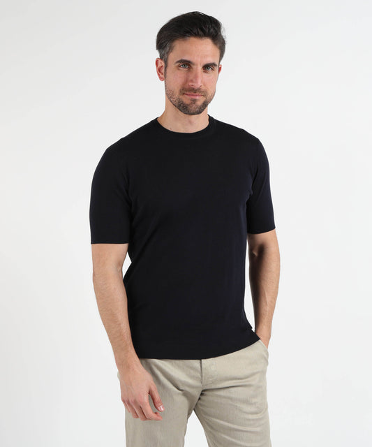T-shirt FILIPPO DE LAURENTIIS T-shirt in crêpe di cotone Navy | FILIPPO DE LAURENTIIS