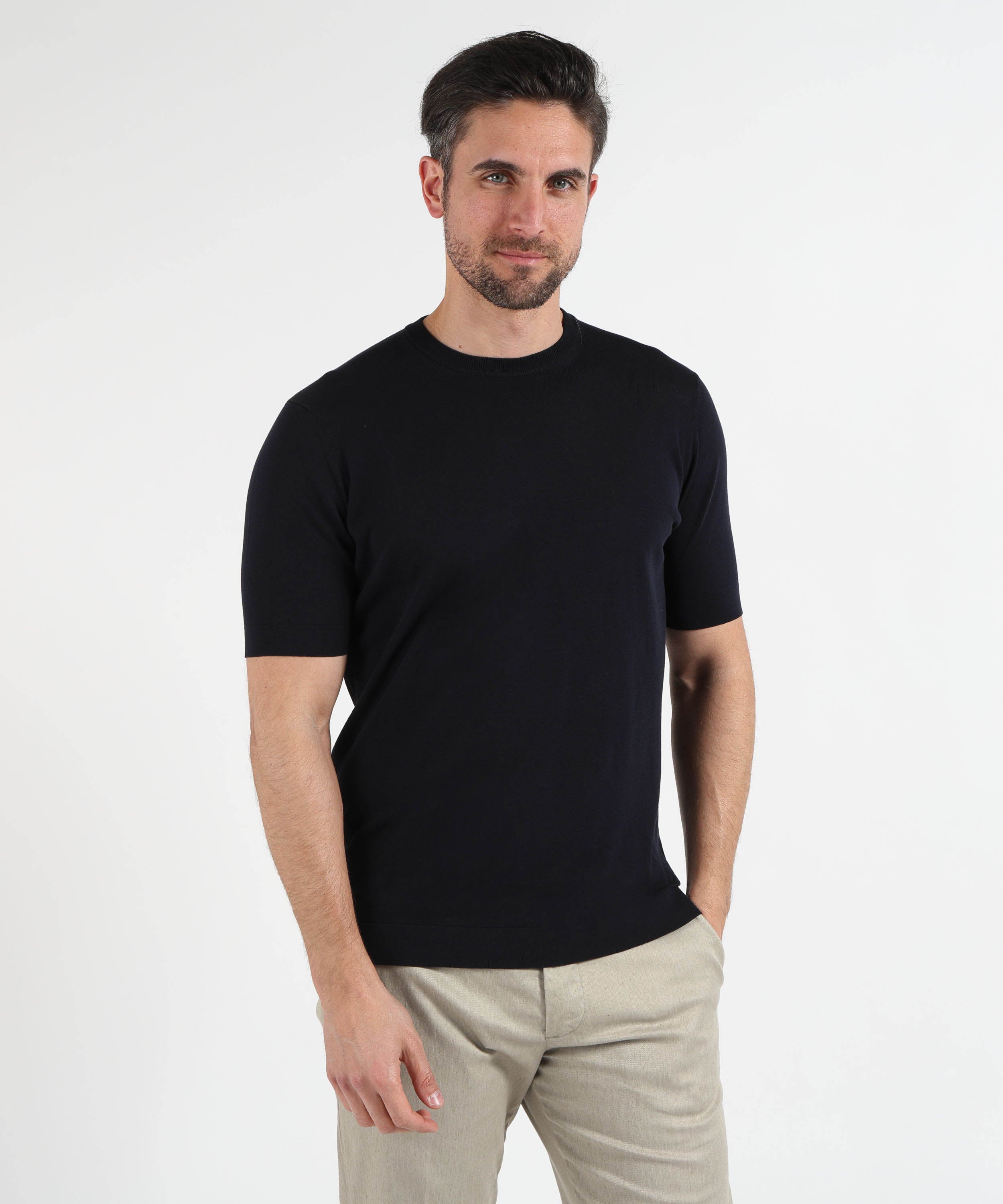 T-shirt FILIPPO DE LAURENTIIS T-shirt in crêpe di cotone Navy | FILIPPO DE LAURENTIIS