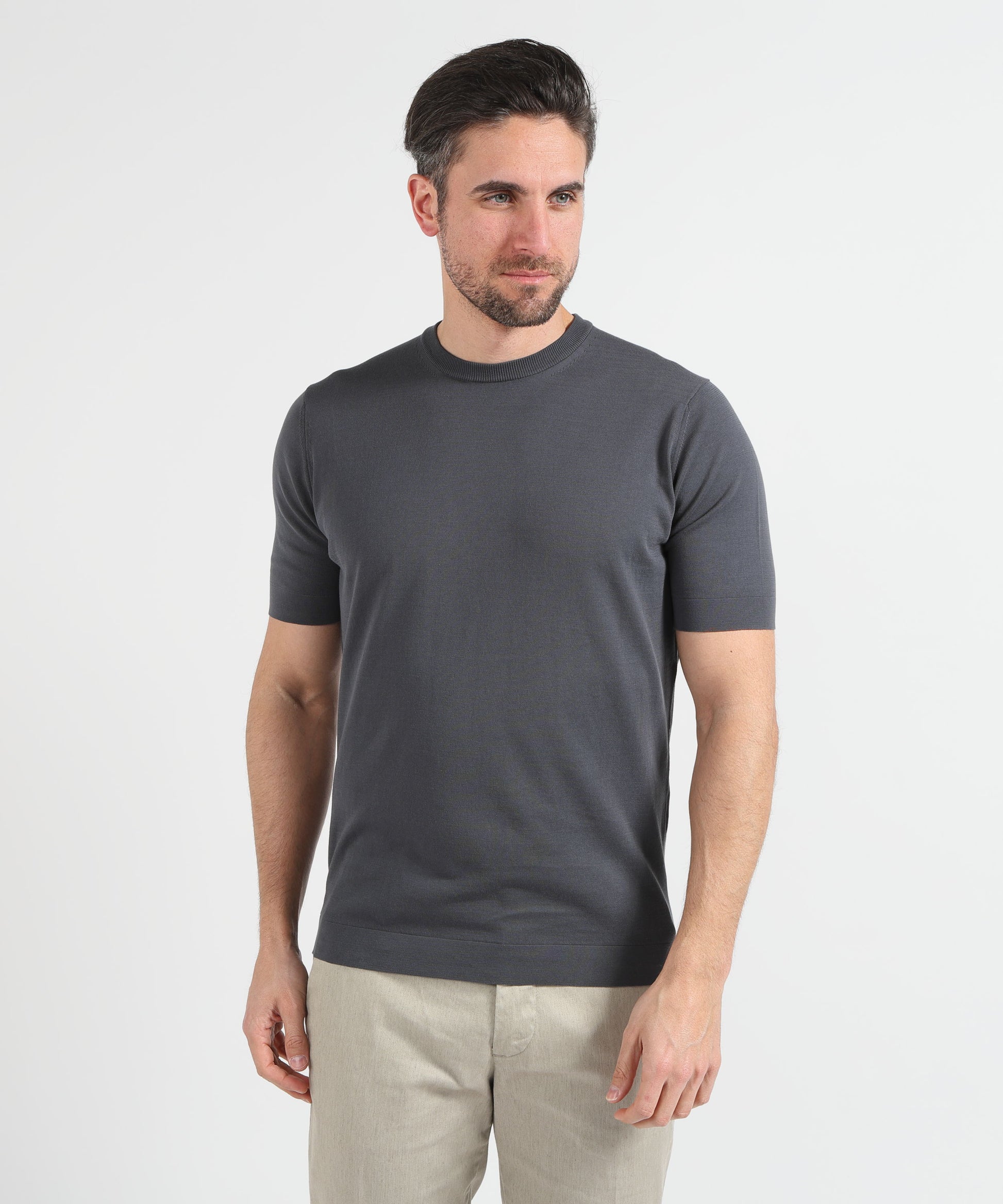 T-shirts FILIPPO DE LAURENTIIS Cotton Crêpe T-Shirt Grafite | FILIPPO DE LAURENTIIS