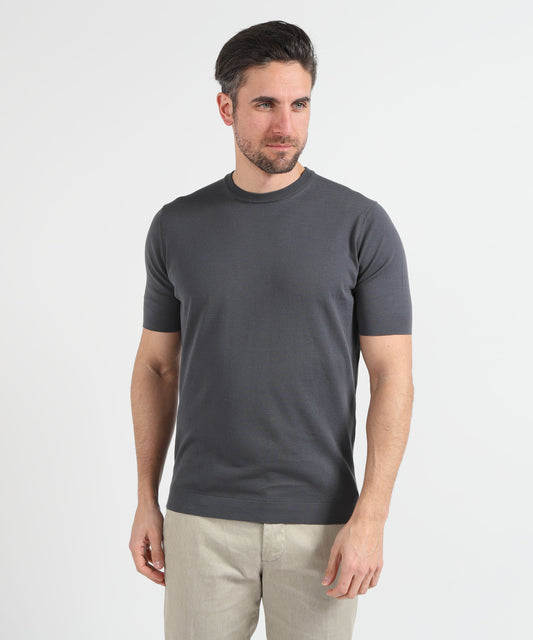 T-shirt FILIPPO DE LAURENTIIS T-shirt in crêpe di cotone Grafite | FILIPPO DE LAURENTIIS