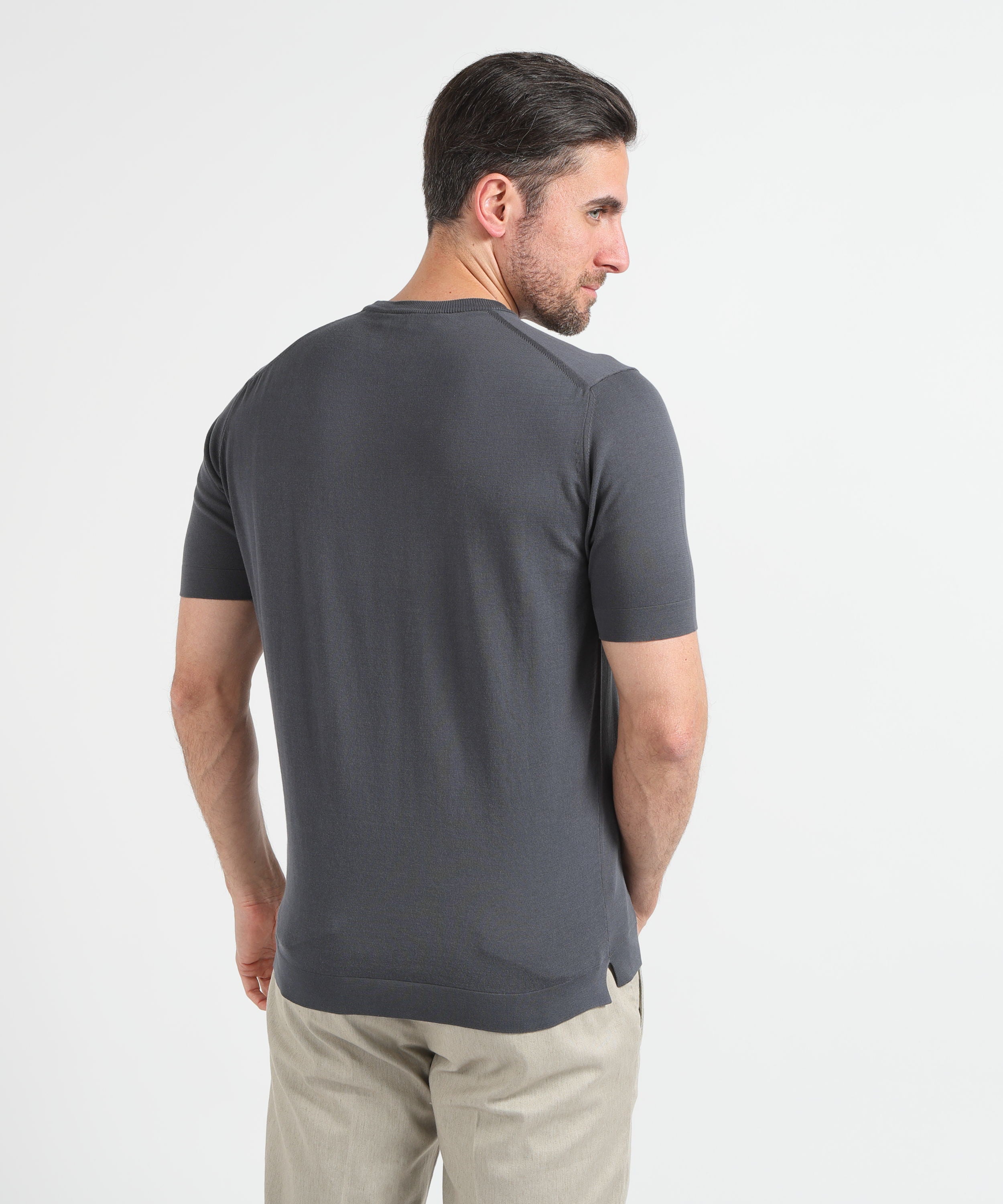 T-shirt FILIPPO DE LAURENTIIS T-shirt in crêpe di cotone Grafite | FILIPPO DE LAURENTIIS