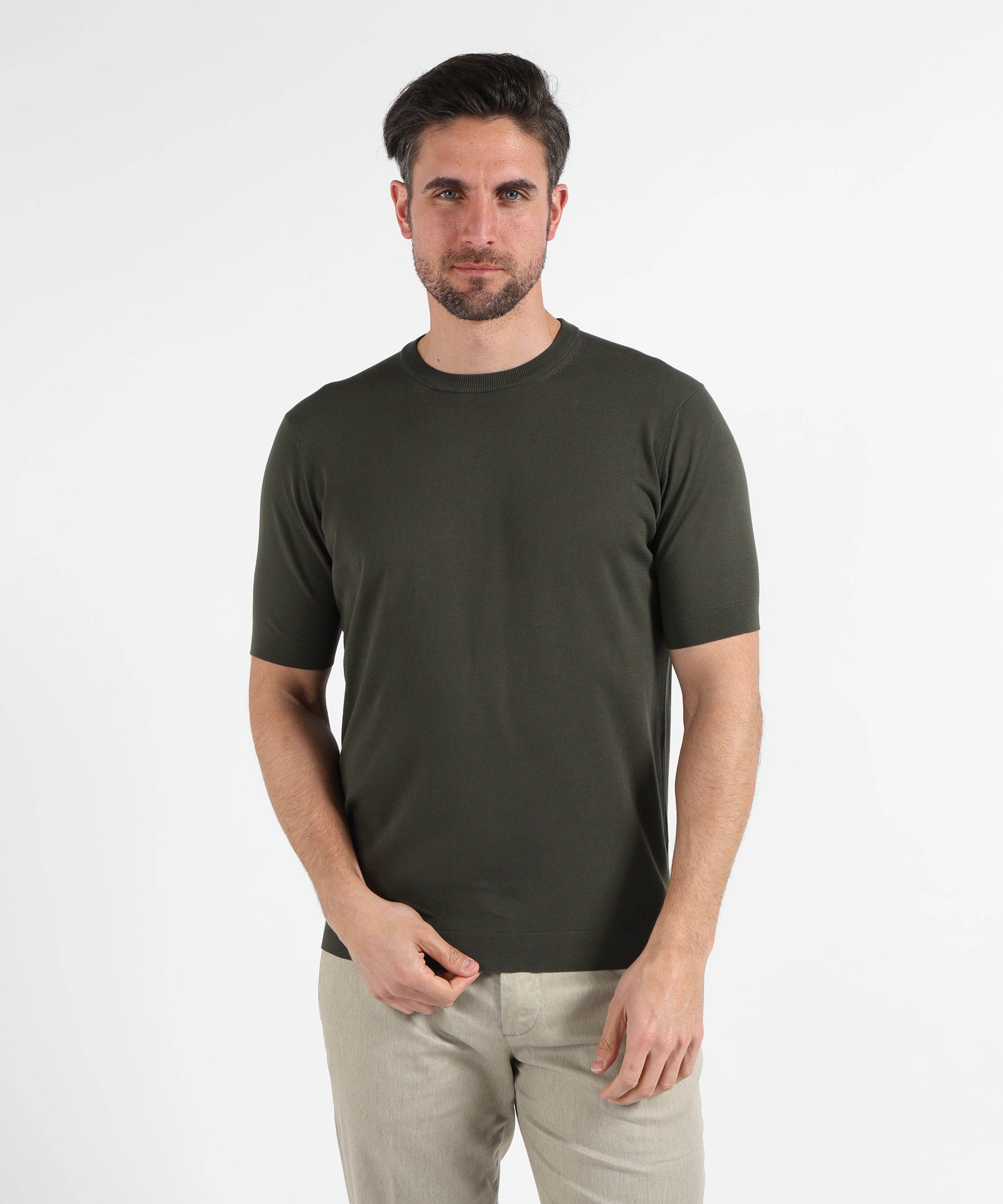 T-shirt FILIPPO DE LAURENTIIS T-shirt in crêpe di cotone Militare | FILIPPO DE LAURENTIIS