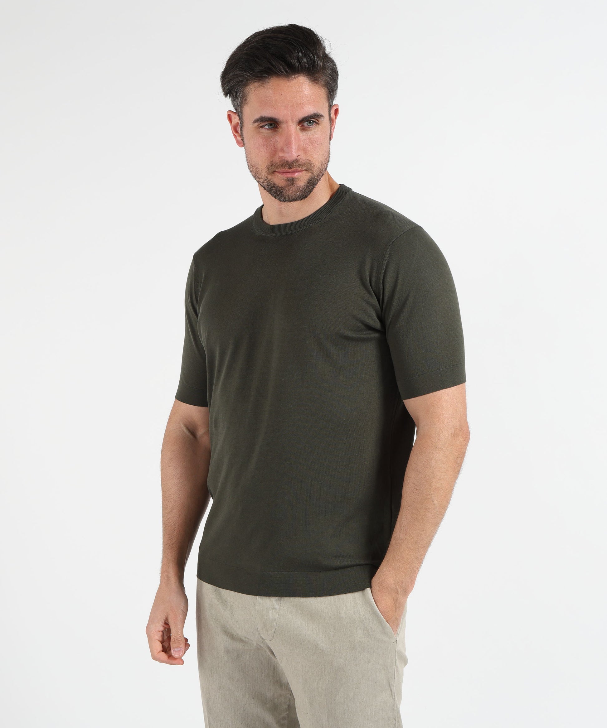 T-shirts FILIPPO DE LAURENTIIS Cotton Crêpe T-Shirt Militare | FILIPPO DE LAURENTIIS