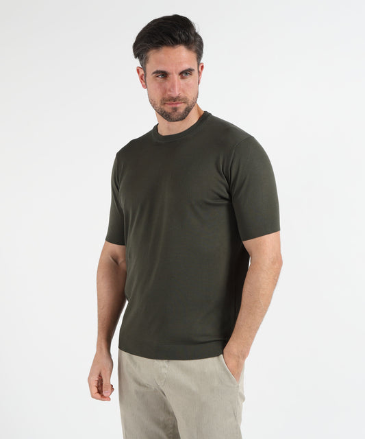 T-shirt FILIPPO DE LAURENTIIS T-shirt in crêpe di cotone Militare | FILIPPO DE LAURENTIIS