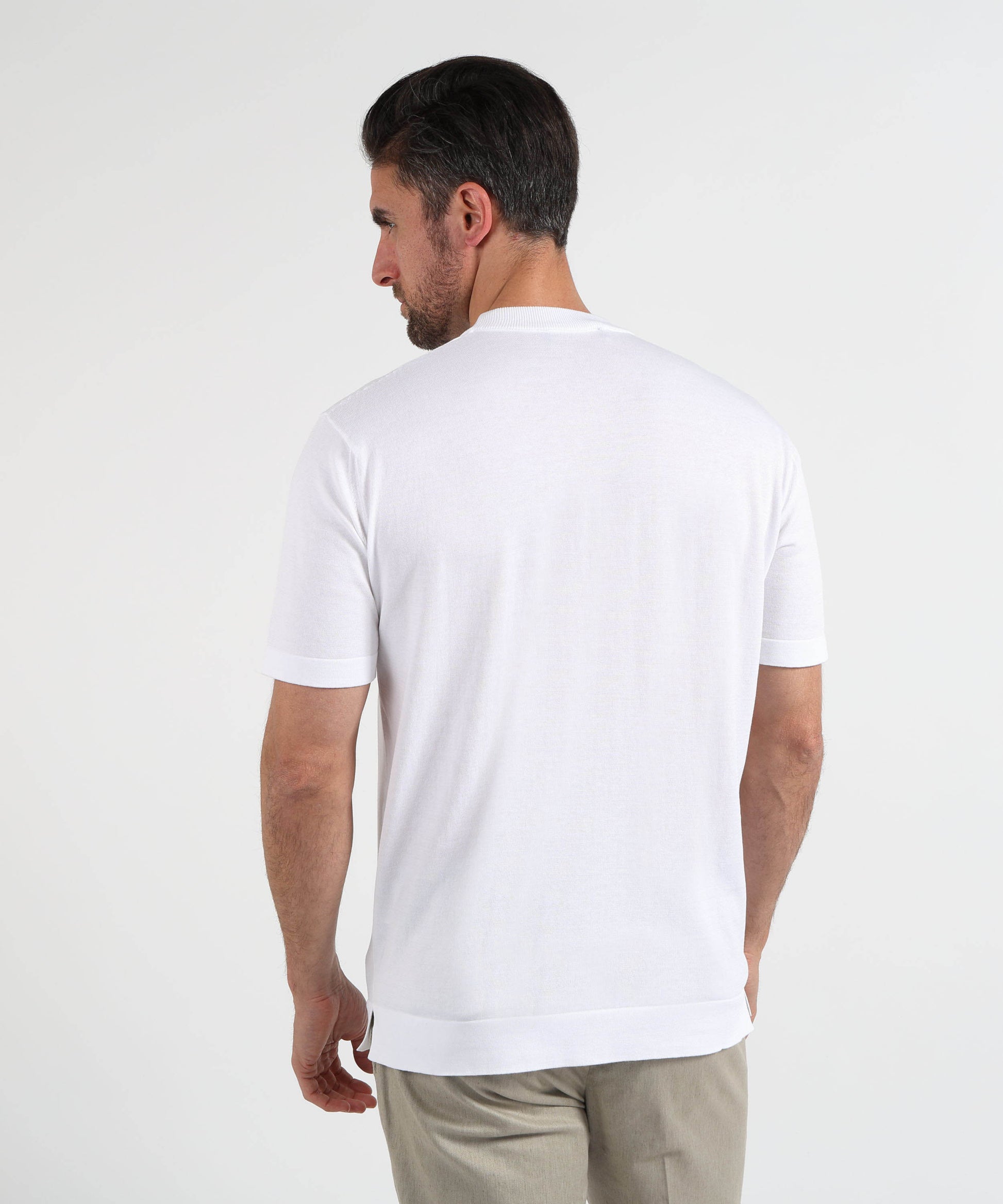 T-shirts FILIPPO DE LAURENTIIS Crew Neck Cotton Knit Sweater – Casual Style Bianco ottico | FILIPPO DE LAURENTIIS