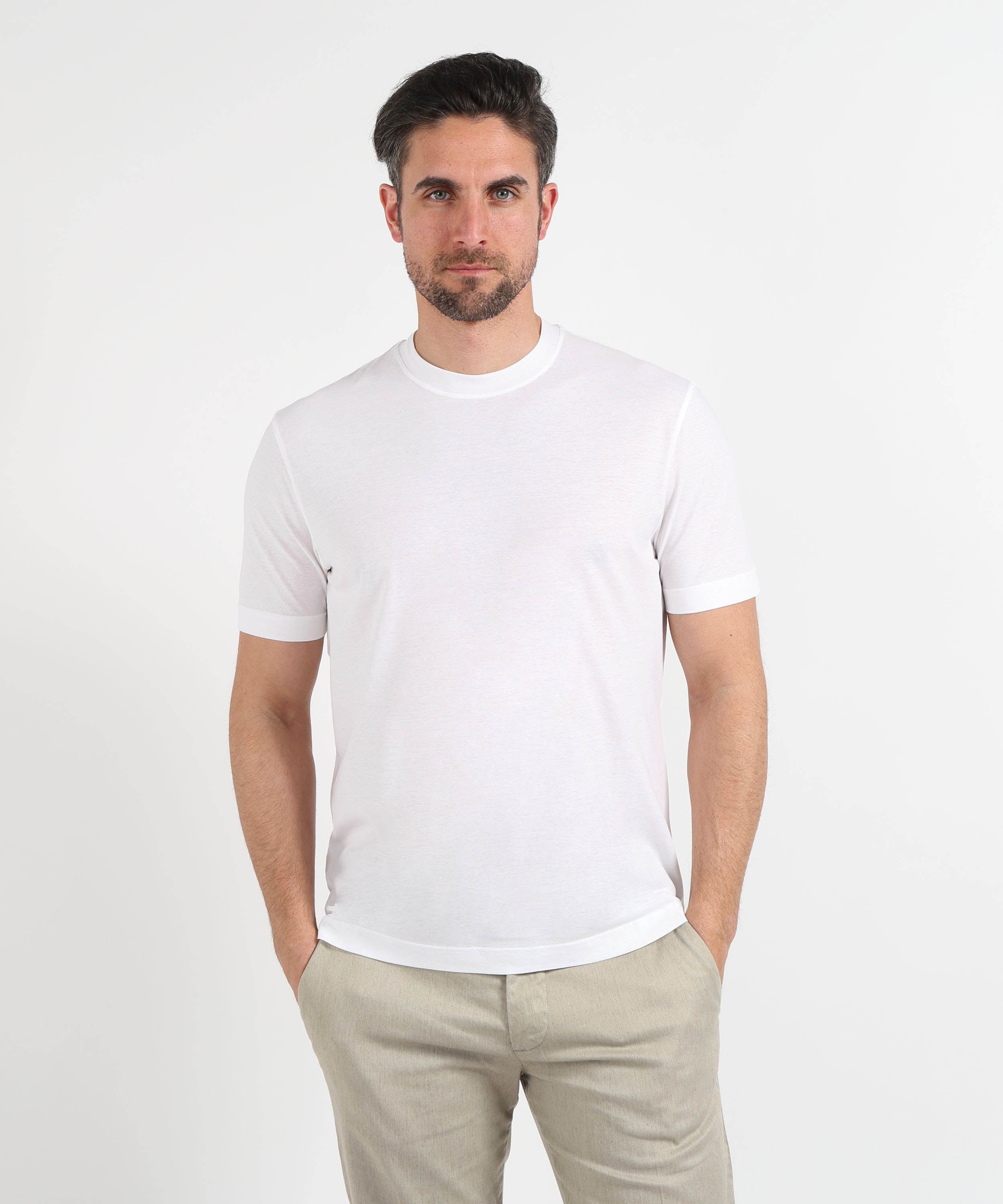T-shirt FILIPPO DE LAURENTIIS T-shirt manica corta in crepe cotton Bianco ottico | FILIPPO DE LAURENTIIS