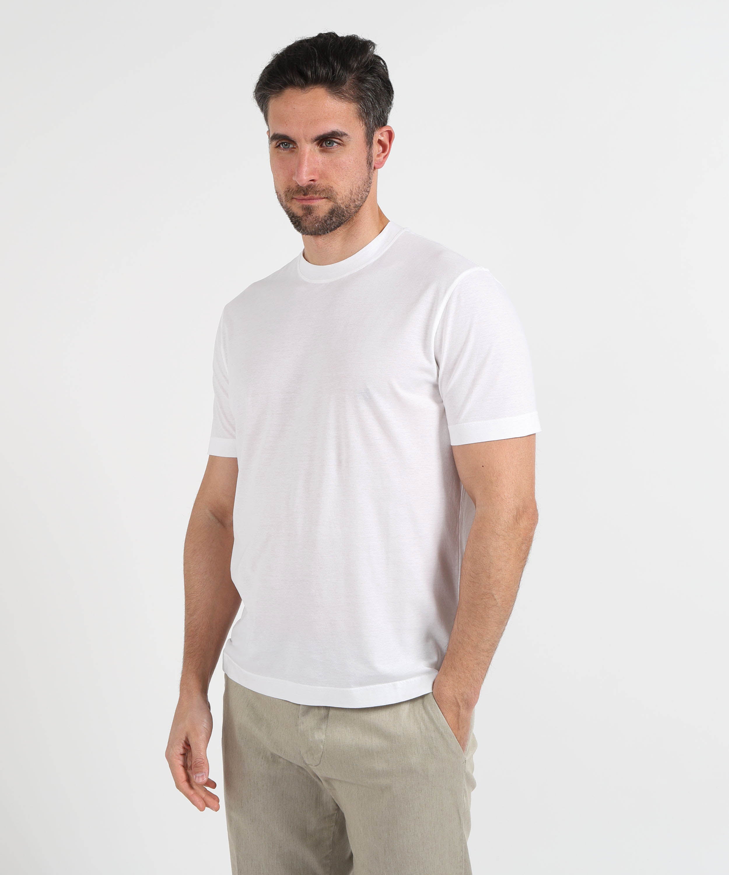 T-shirt FILIPPO DE LAURENTIIS T-shirt manica corta in crepe cotton Bianco ottico | FILIPPO DE LAURENTIIS