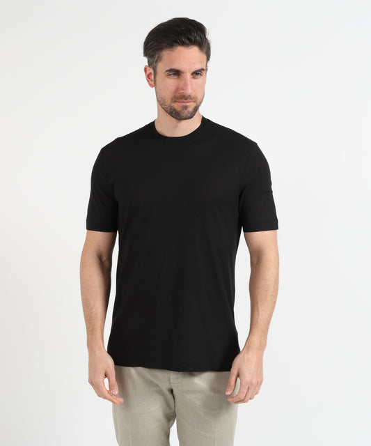 T-shirt FILIPPO DE LAURENTIIS T-shirt manica corta in crepe cotton Nero | FILIPPO DE LAURENTIIS