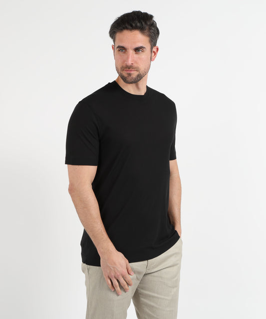 T-shirt FILIPPO DE LAURENTIIS T-shirt manica corta in crepe cotton Nero | FILIPPO DE LAURENTIIS