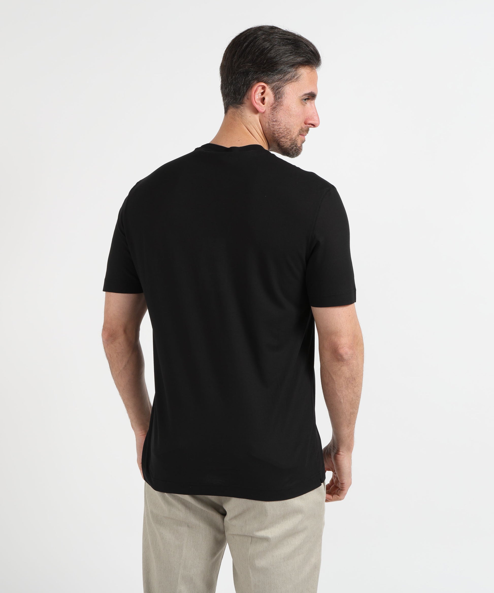 T-shirt FILIPPO DE LAURENTIIS T-shirt manica corta in crepe cotton Nero | FILIPPO DE LAURENTIIS