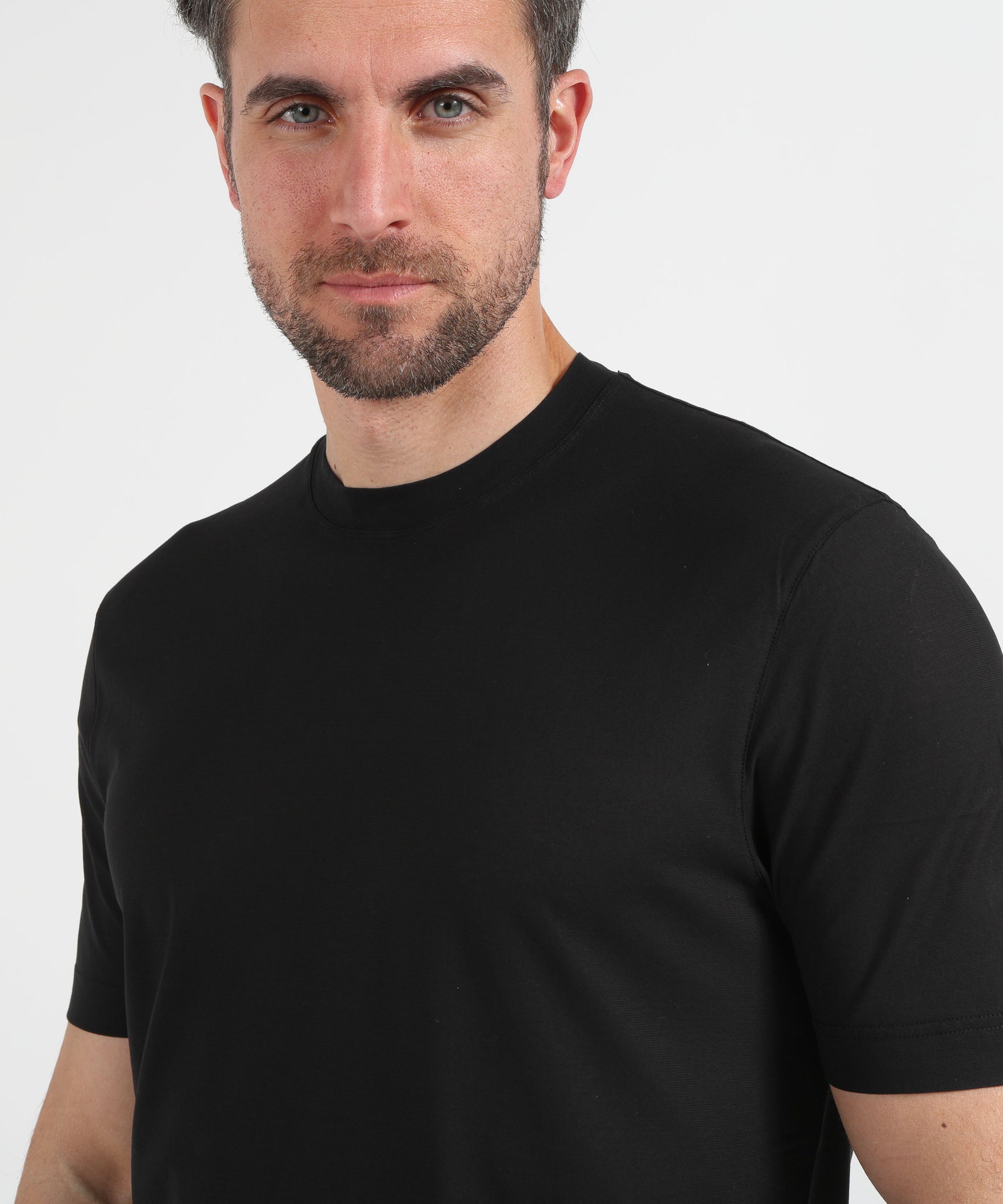 T-shirt FILIPPO DE LAURENTIIS T-shirt manica corta in crepe cotton Nero | FILIPPO DE LAURENTIIS