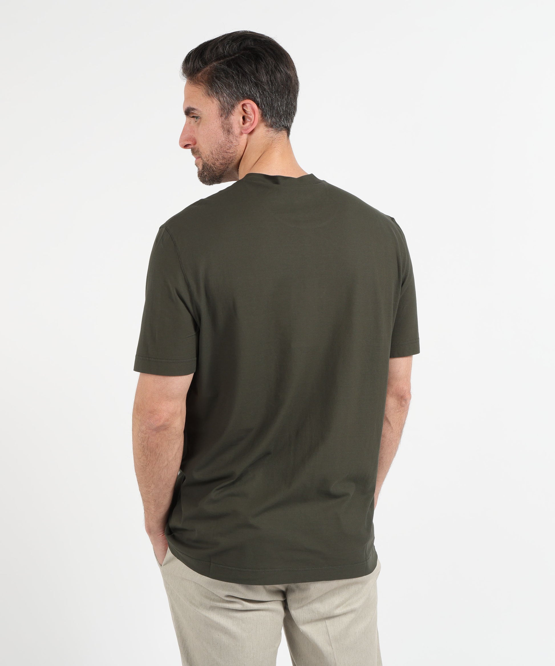 T-shirt FILIPPO DE LAURENTIIS T-shirt manica corta in crepe cotton Militare scuro | FILIPPO DE LAURENTIIS
