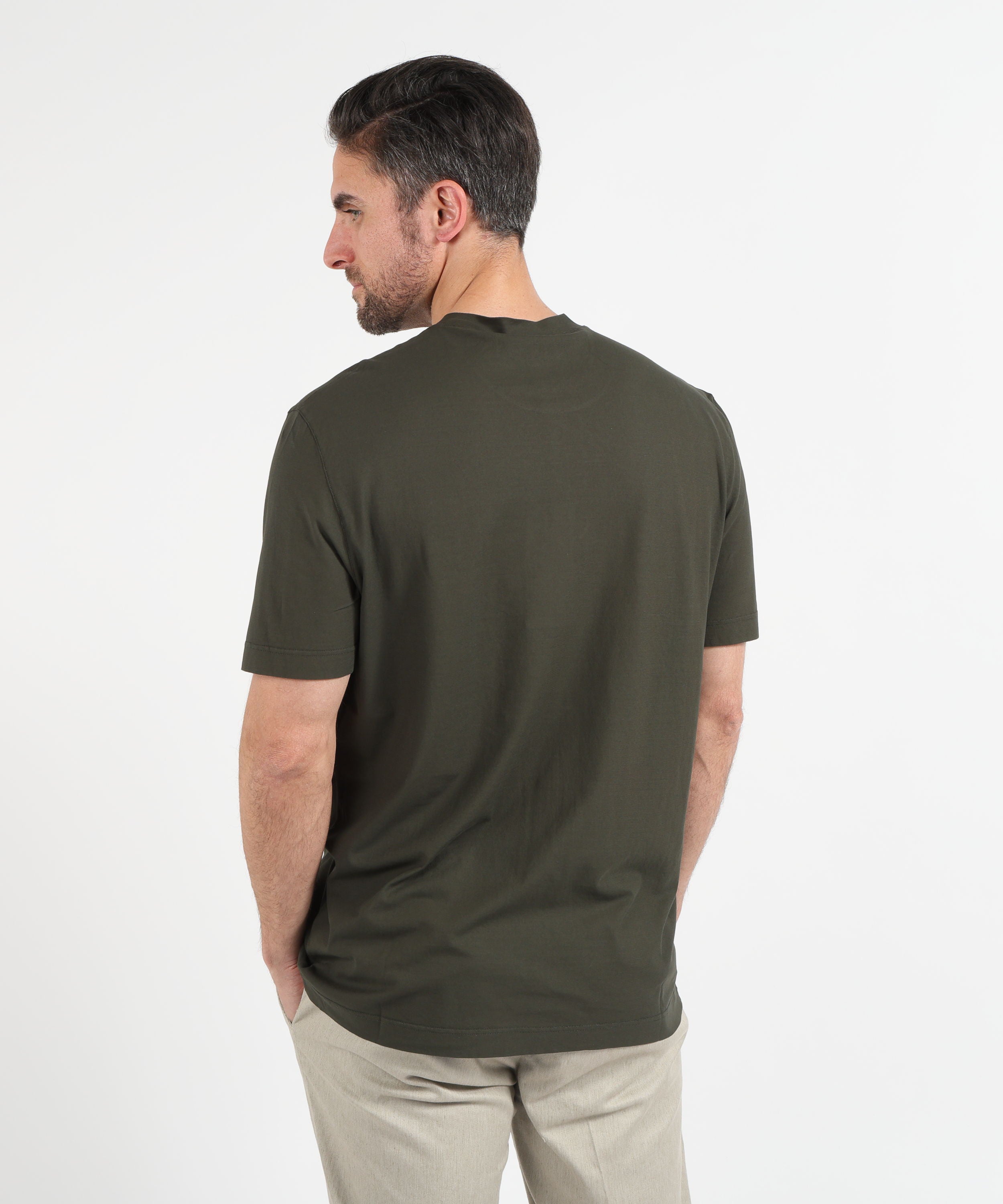 T-shirt FILIPPO DE LAURENTIIS T-shirt manica corta in crepe cotton Militare scuro | FILIPPO DE LAURENTIIS