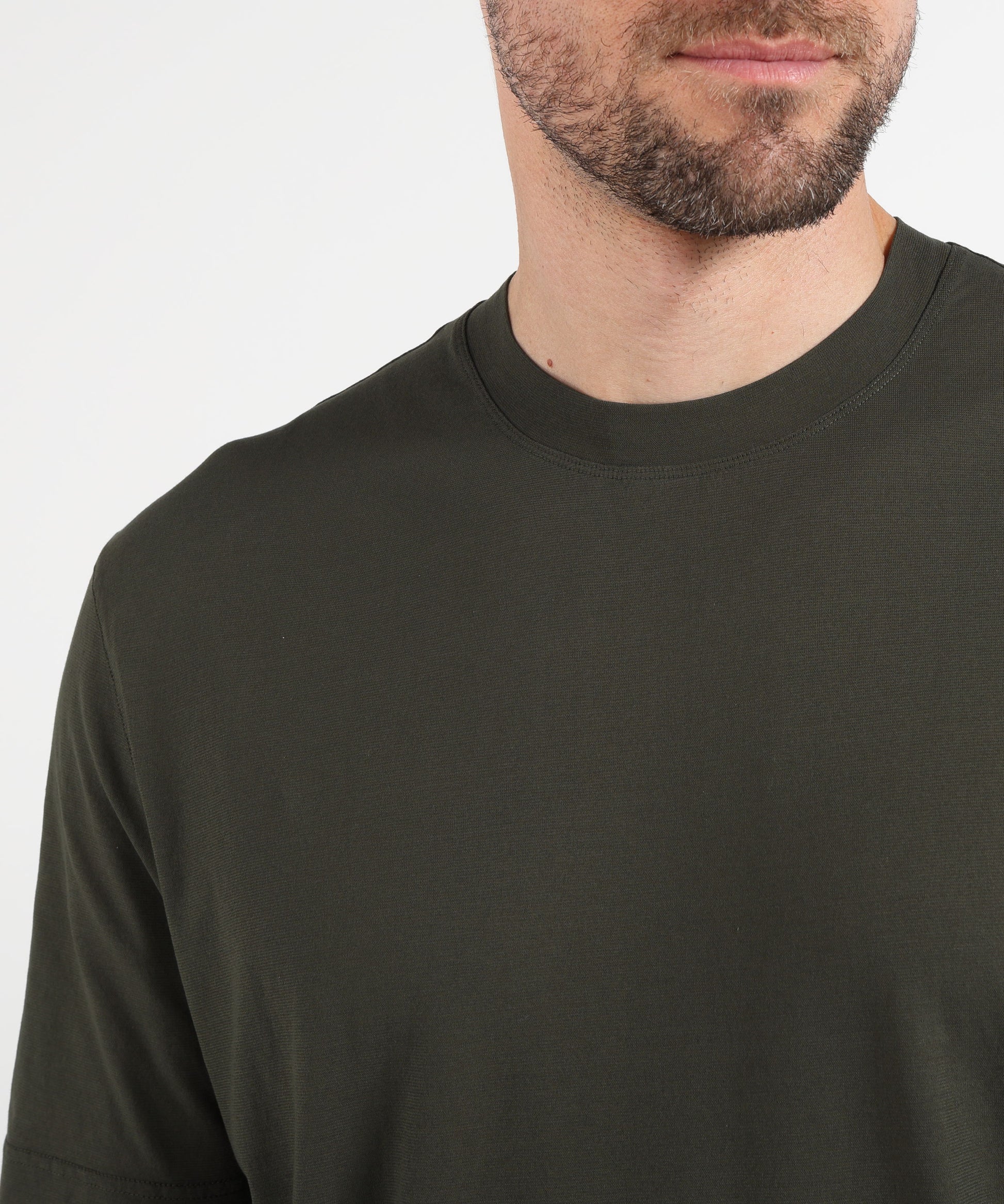 T-shirt FILIPPO DE LAURENTIIS T-shirt manica corta in crepe cotton Militare scuro | FILIPPO DE LAURENTIIS