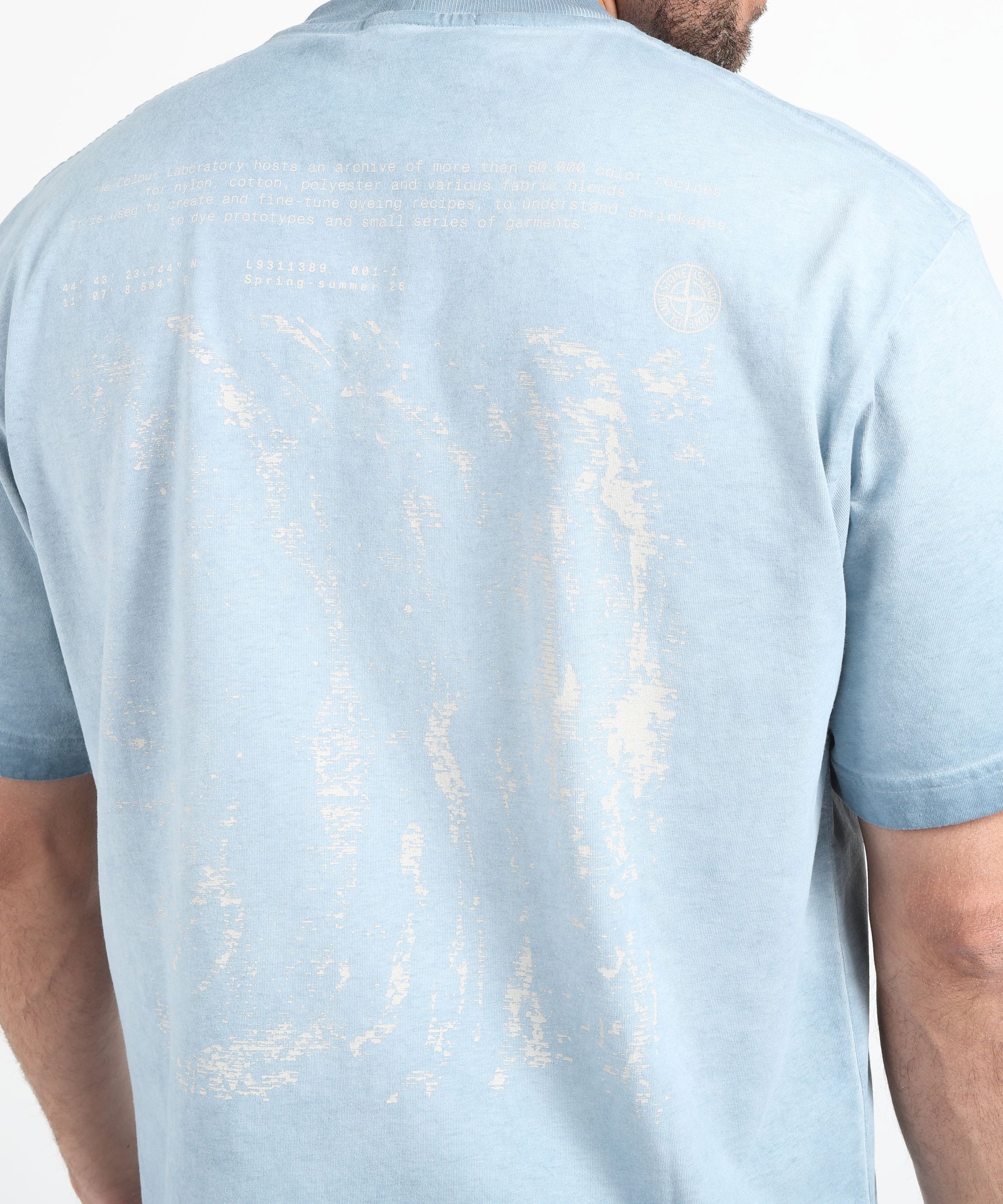 T-shirt STONE ISLAND COMBED ORGANIC COTTON JERSEY, UNEVEN COLD DYEING - T-shirt vestibilità regular con stampa ‘Erosion’ Blu | STONE ISLAND