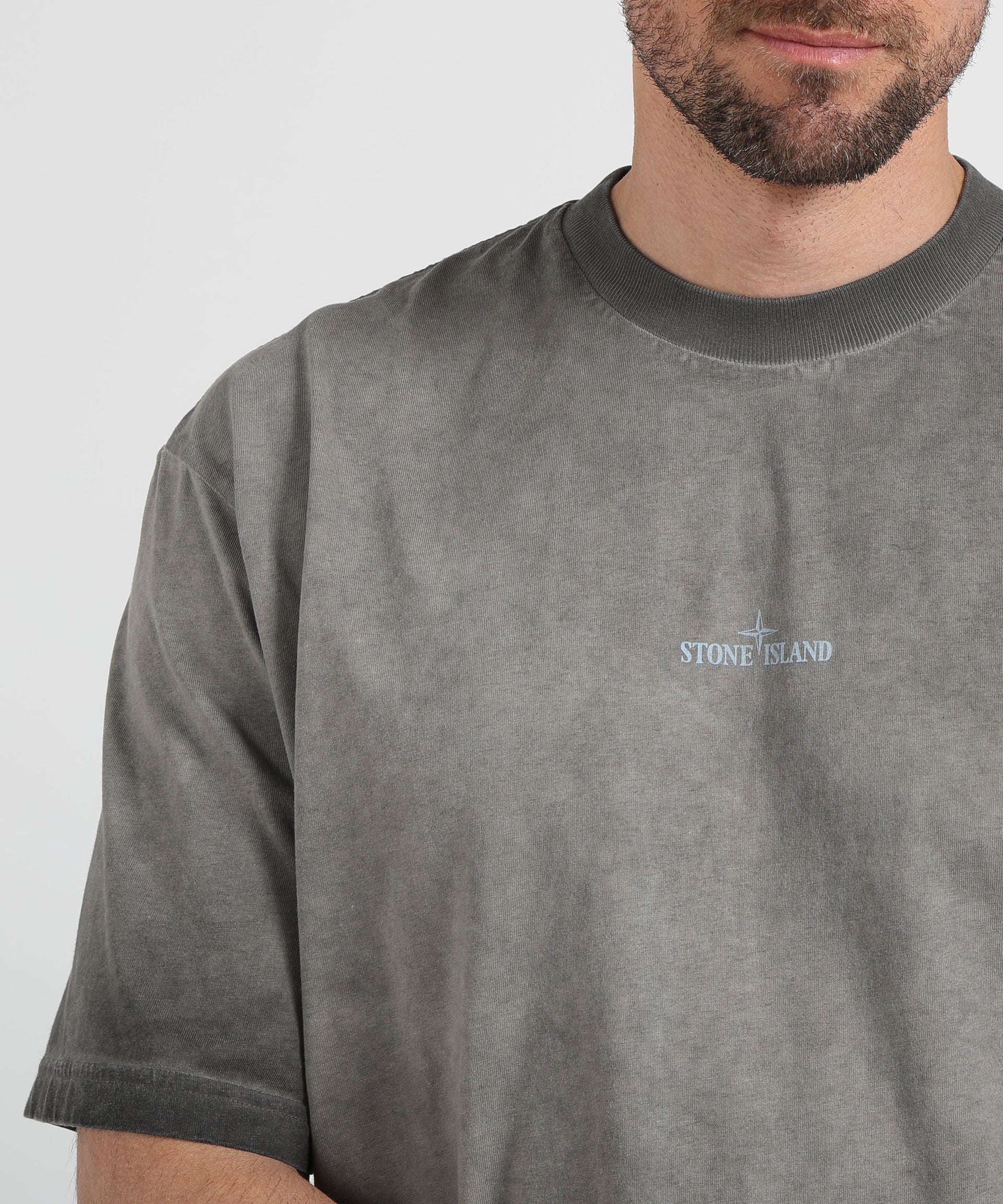 STONE ISLAND COMBED ORGANIC COTTON JERSEY, UNEVEN COLD DYEING - T-shirt vestibilità regular con stampa ‘Erosion’