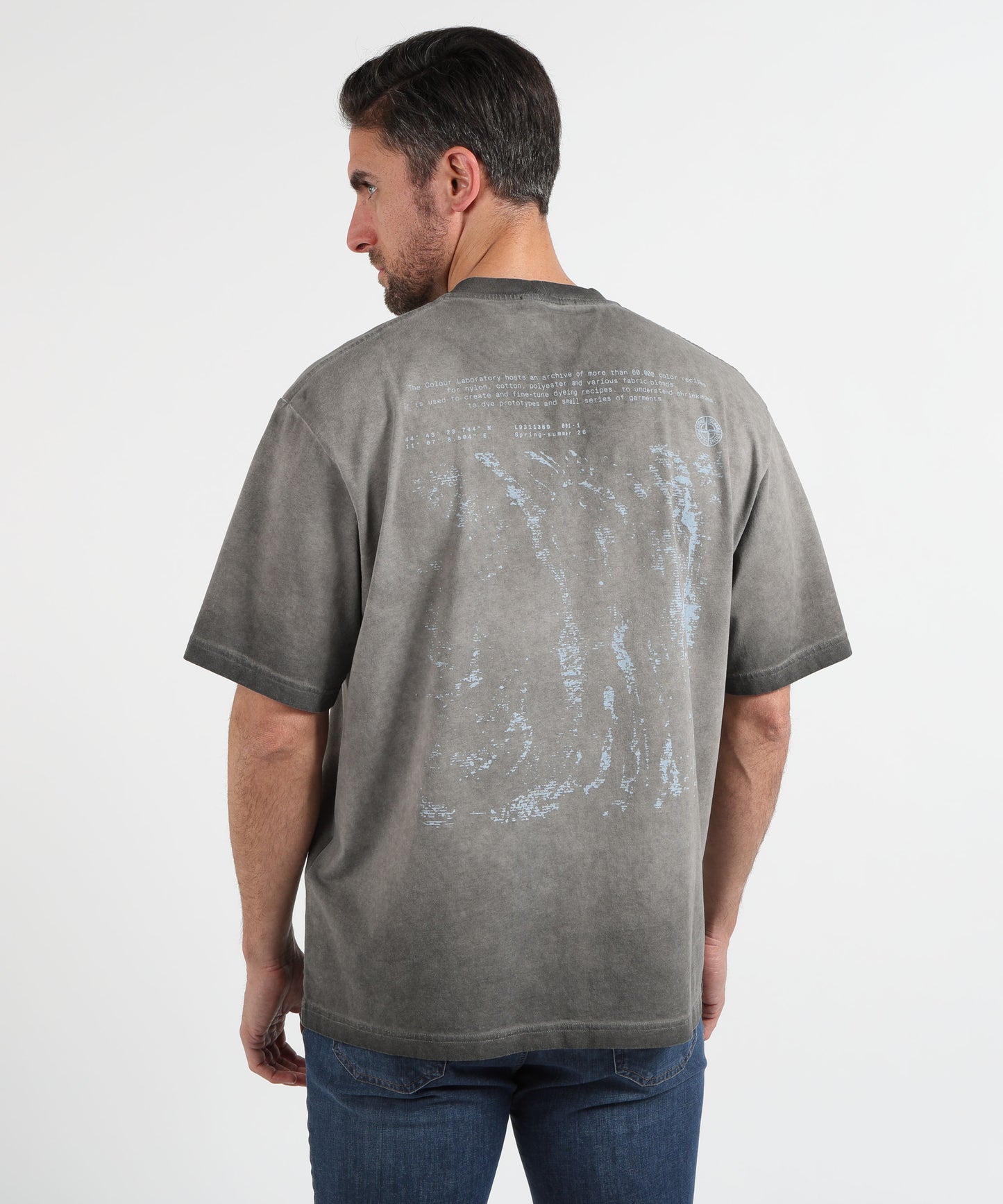 STONE ISLAND COMBED ORGANIC COTTON JERSEY, UNEVEN COLD DYEING - T-shirt vestibilità regular con stampa ‘Erosion’