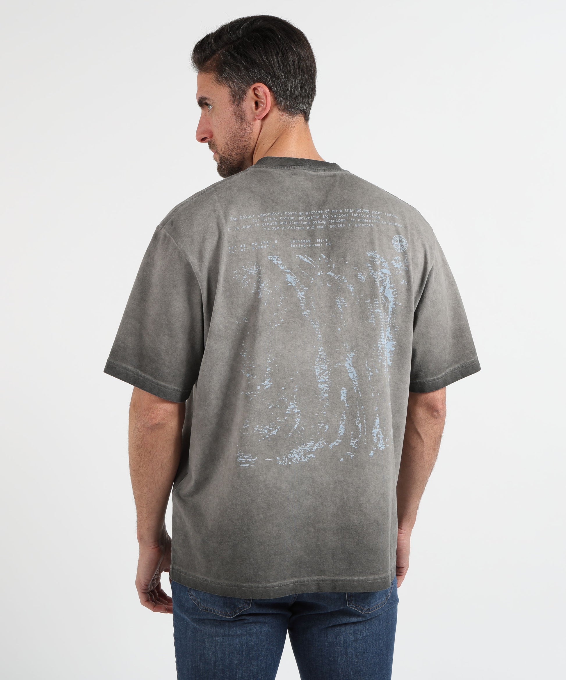 T-shirt STONE ISLAND COMBED ORGANIC COTTON JERSEY, UNEVEN COLD DYEING - T-shirt vestibilità regular con stampa ‘Erosion’ Nero | STONE ISLAND