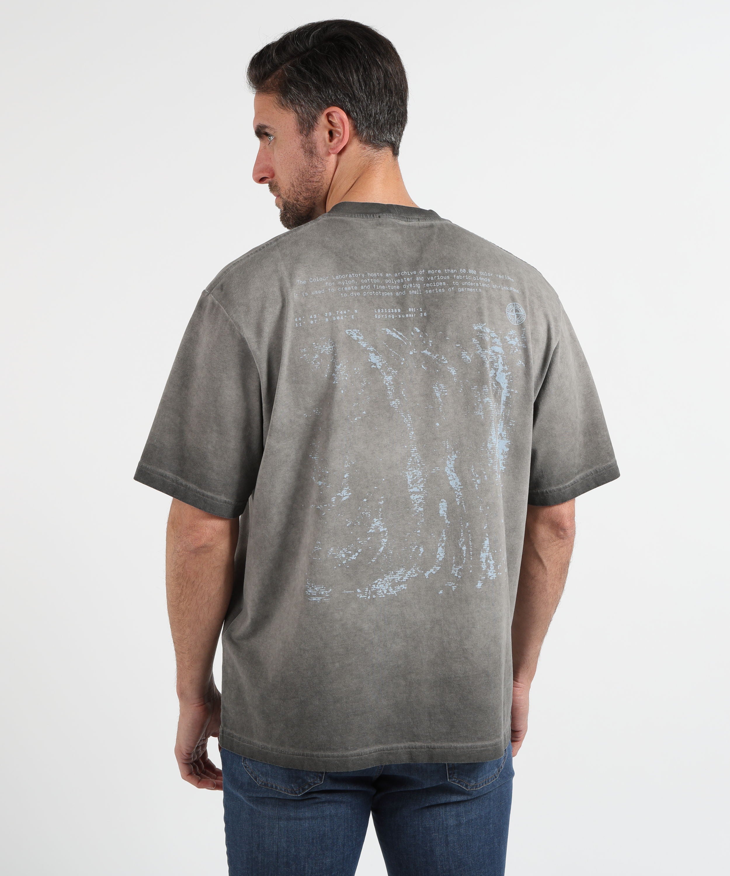 T-shirt STONE ISLAND COMBED ORGANIC COTTON JERSEY, UNEVEN COLD DYEING - T-shirt vestibilità regular con stampa ‘Erosion’ Nero | STONE ISLAND