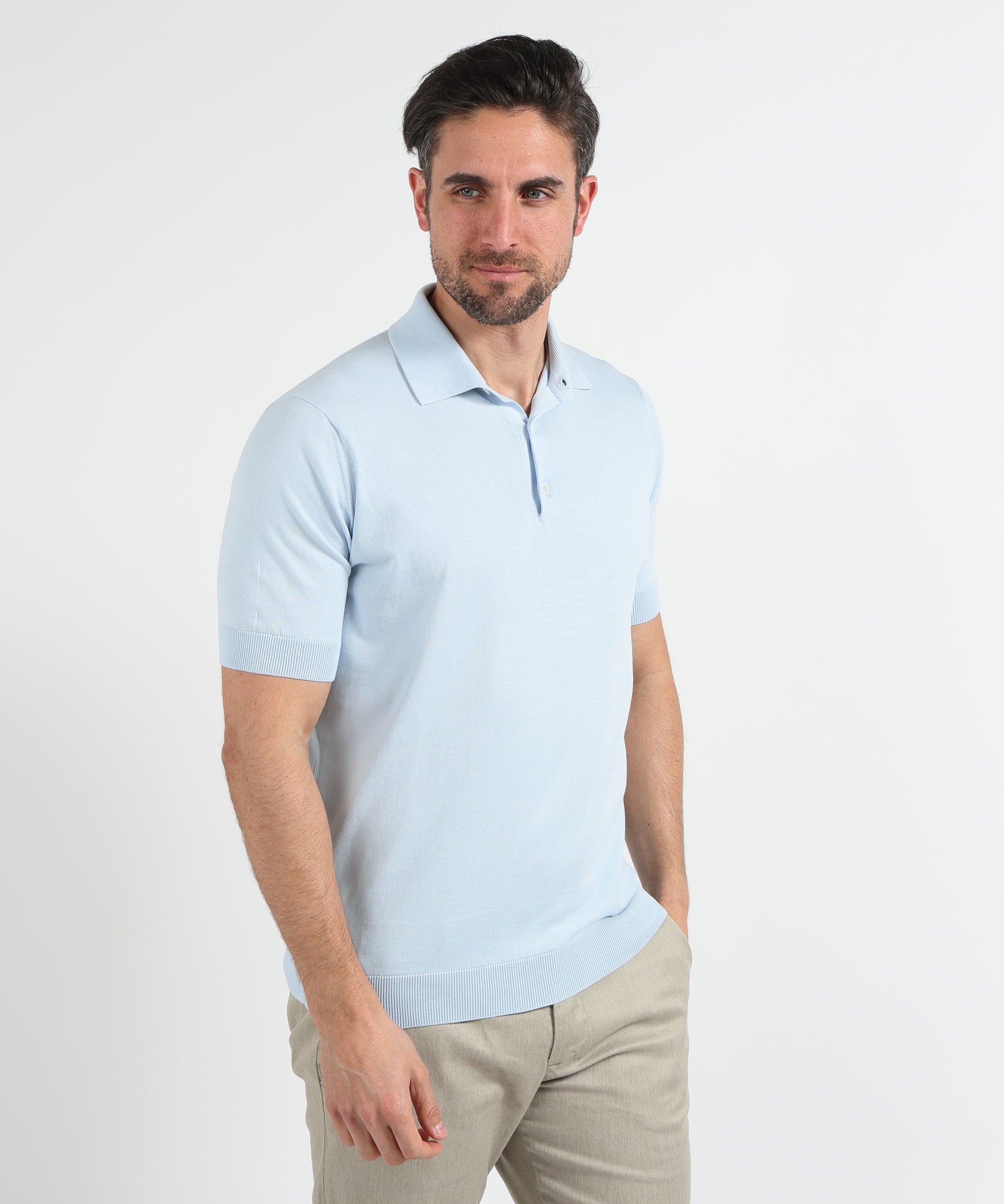 Polo shirts FILIPPO DE LAURENTIIS Short Sleeve 3-Button Polo Shirt Polvere | FILIPPO DE LAURENTIIS