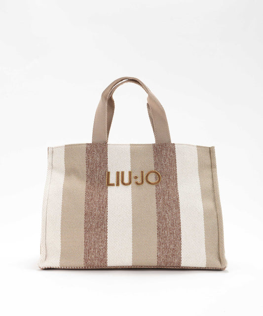 Borse LIUJO SOFT Tote bag grande a righe Sabbia | LIUJO SOFT