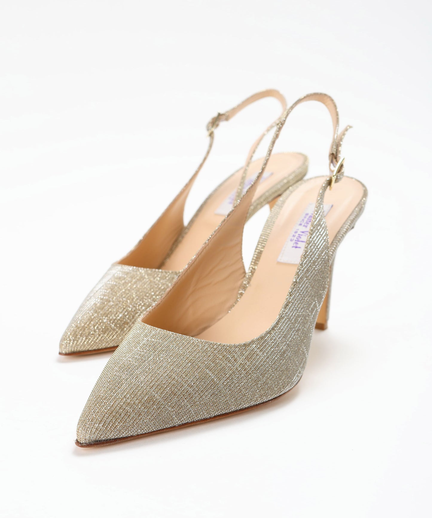 WALTER VIOLET Chanel-style shoes in metallic leather