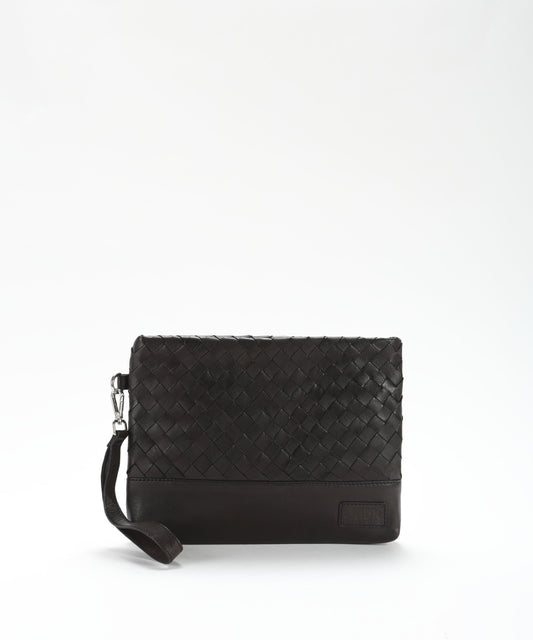 Pochette THE JACK LEATHERS Pochette in pelle intrecciata con manico staccabile Marrone | THE JACK LEATHERS