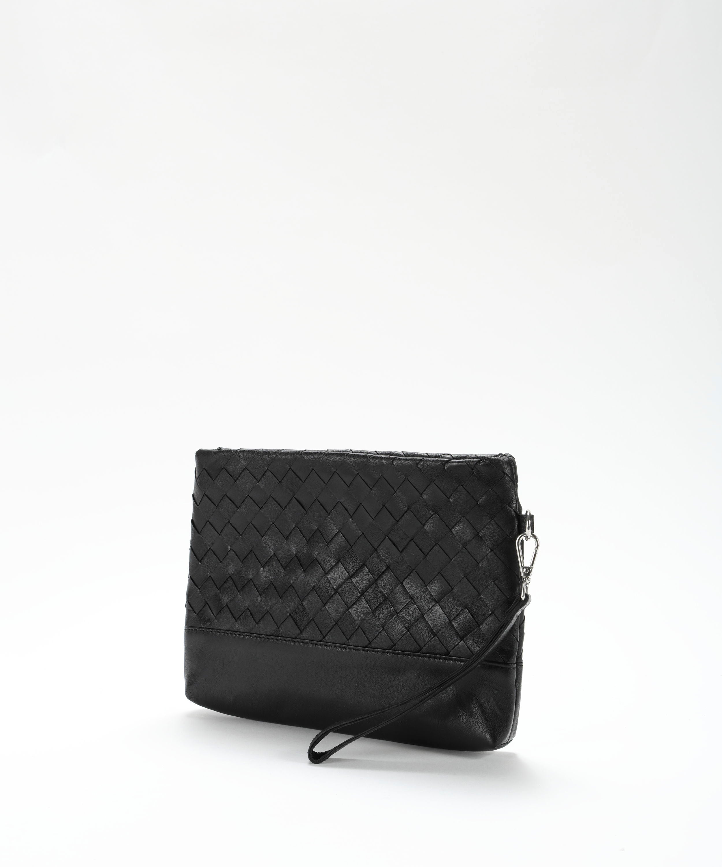 Pochette THE JACK LEATHERS Pochette in pelle intrecciata con manico staccabile Nero | THE JACK LEATHERS