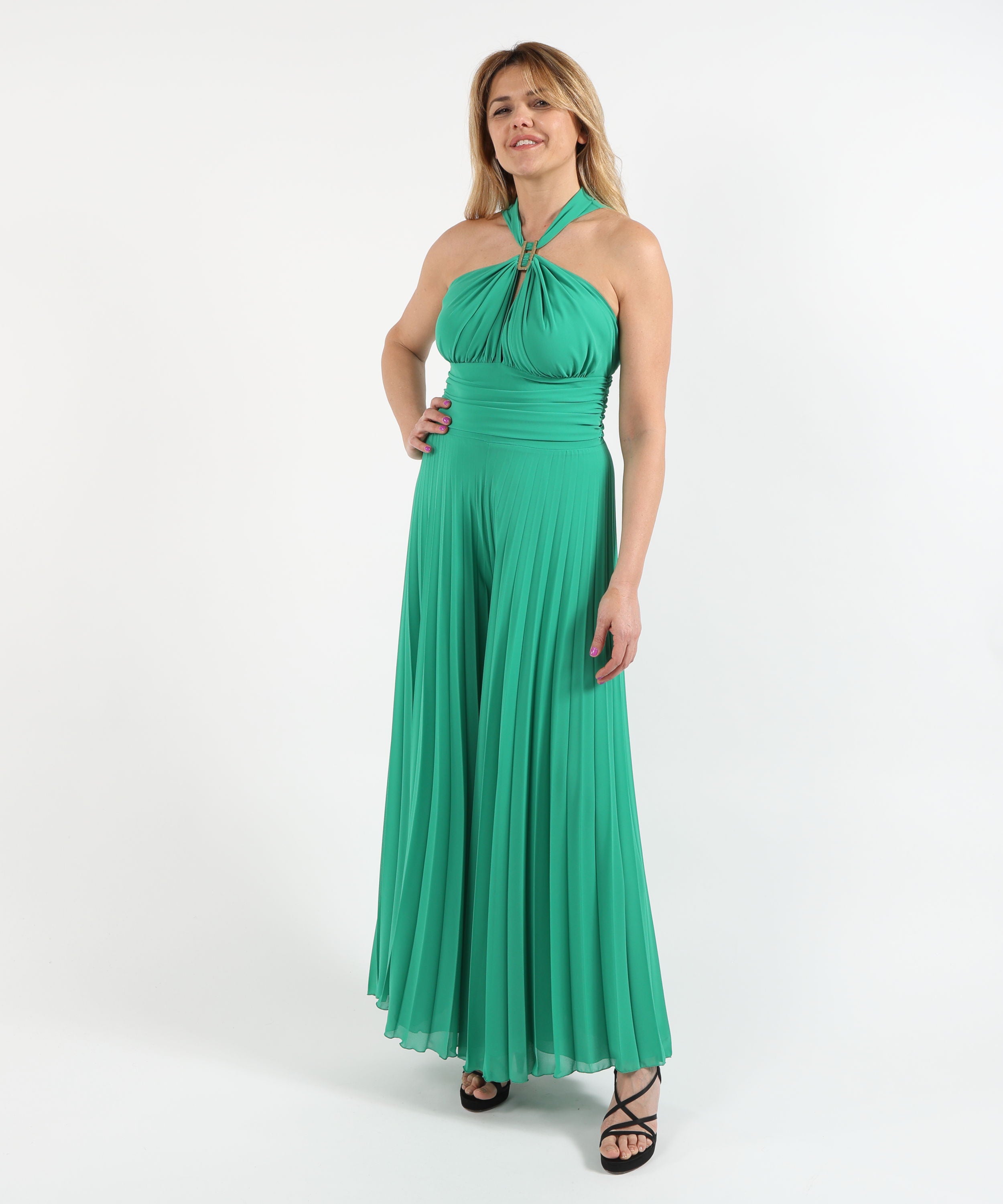 Completi ELISABETTA DORI Tuta Elegante con Pantalone Plissettato Verde | ELISABETTA DORI