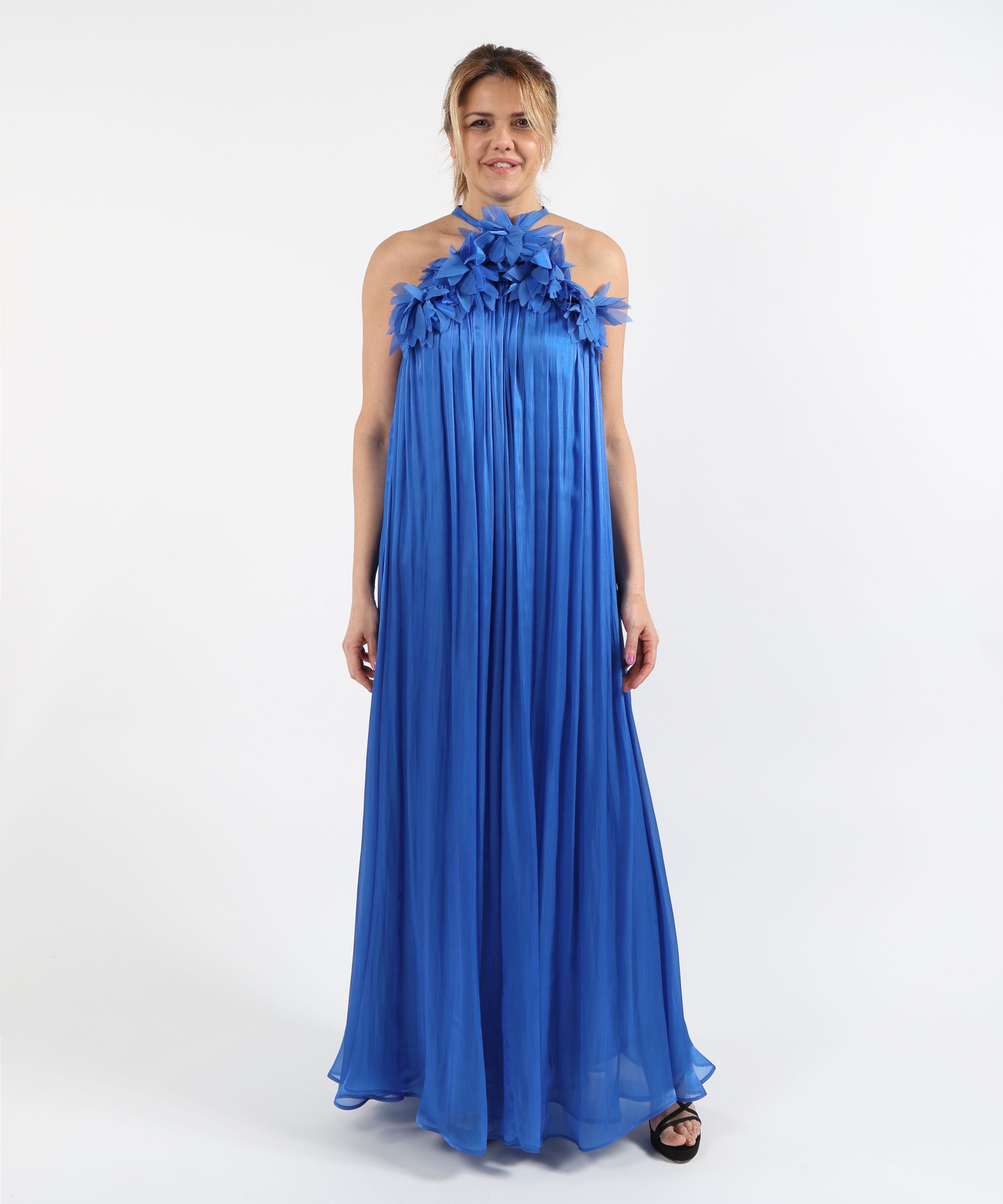 Outfits ELISABETTA DORI Long Pleated-Effect Dress Azzurro | ELISABETTA DORI