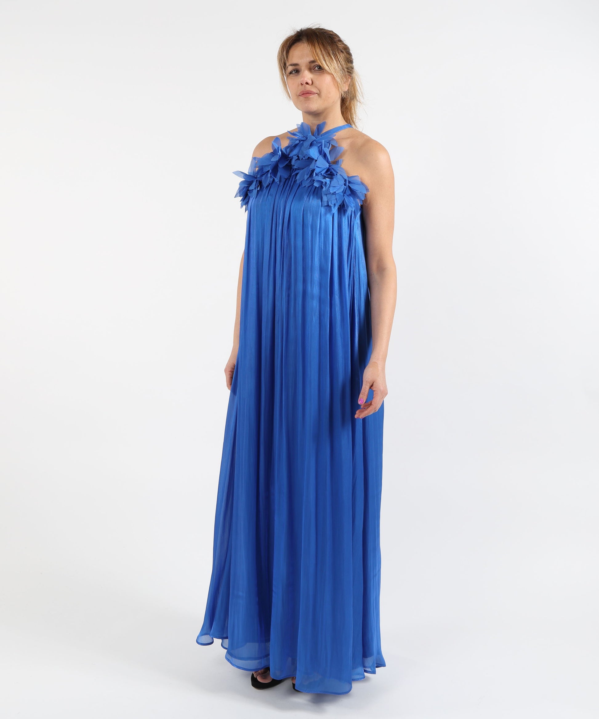 Outfits ELISABETTA DORI Long Pleated-Effect Dress Azzurro | ELISABETTA DORI