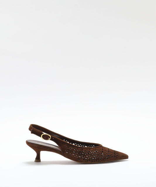 Chanel BIANCA DI Suede Perforated Chanel-Style Shoes Cioccolato | BIANCA DI