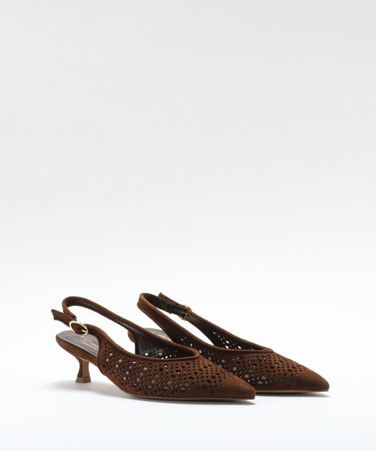 Chanel BIANCA DI Suede Perforated Chanel-Style Shoes Cioccolato | BIANCA DI