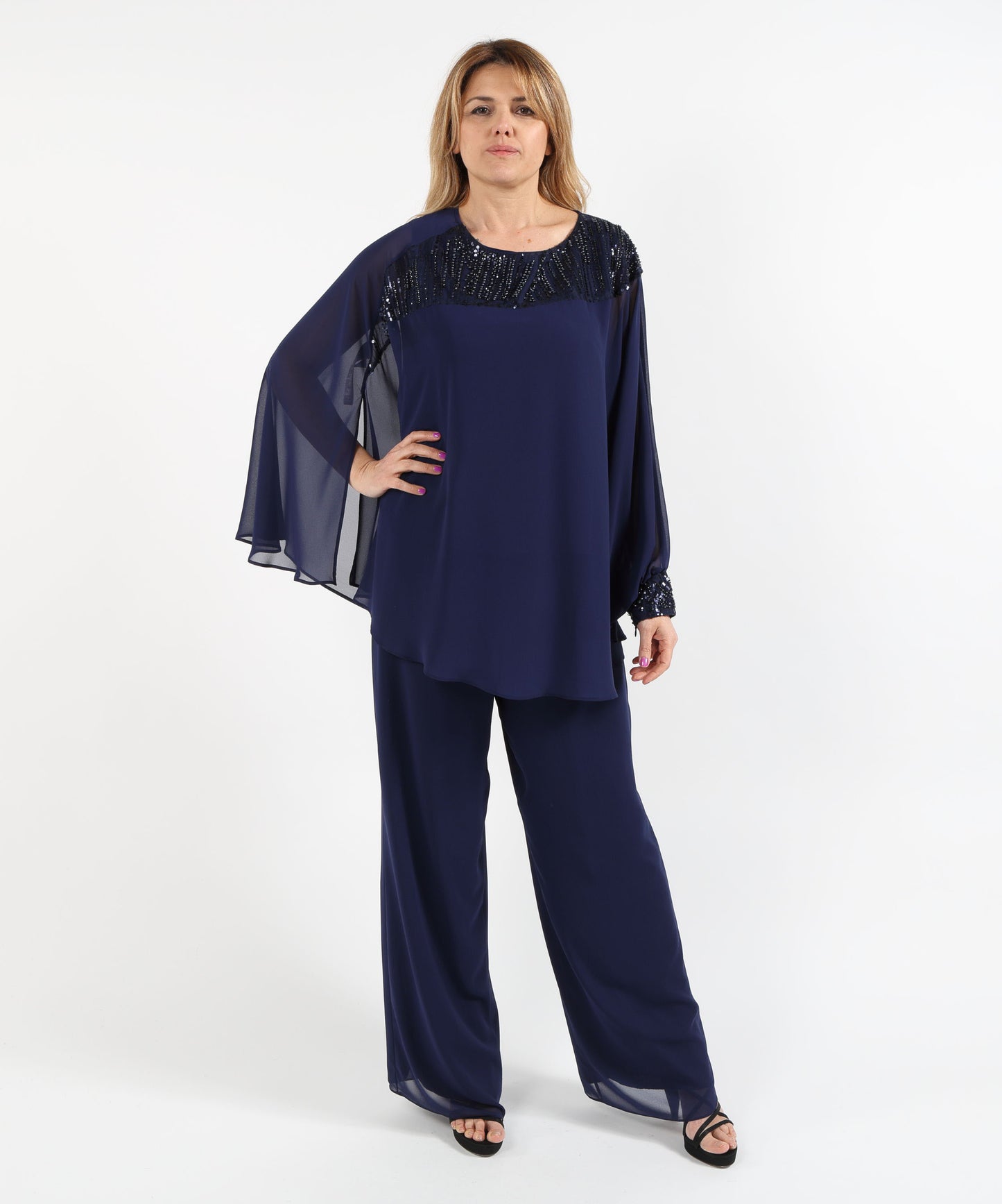 SONIA PENA Three-Piece Set with Cape
