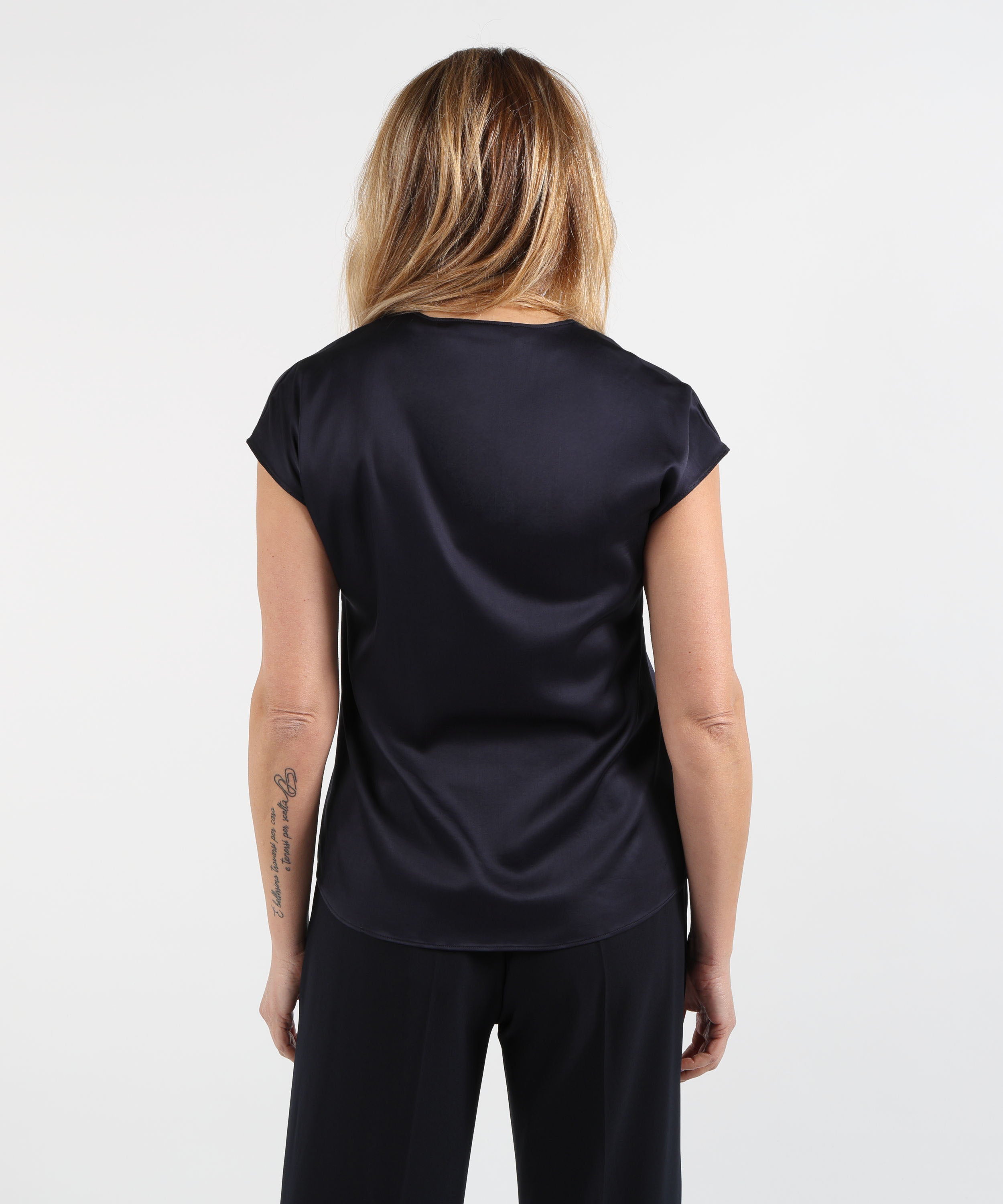 T-shirts ELENA MIRO' V-Neck Satin Blouse Blu | ELENA MIRO'
