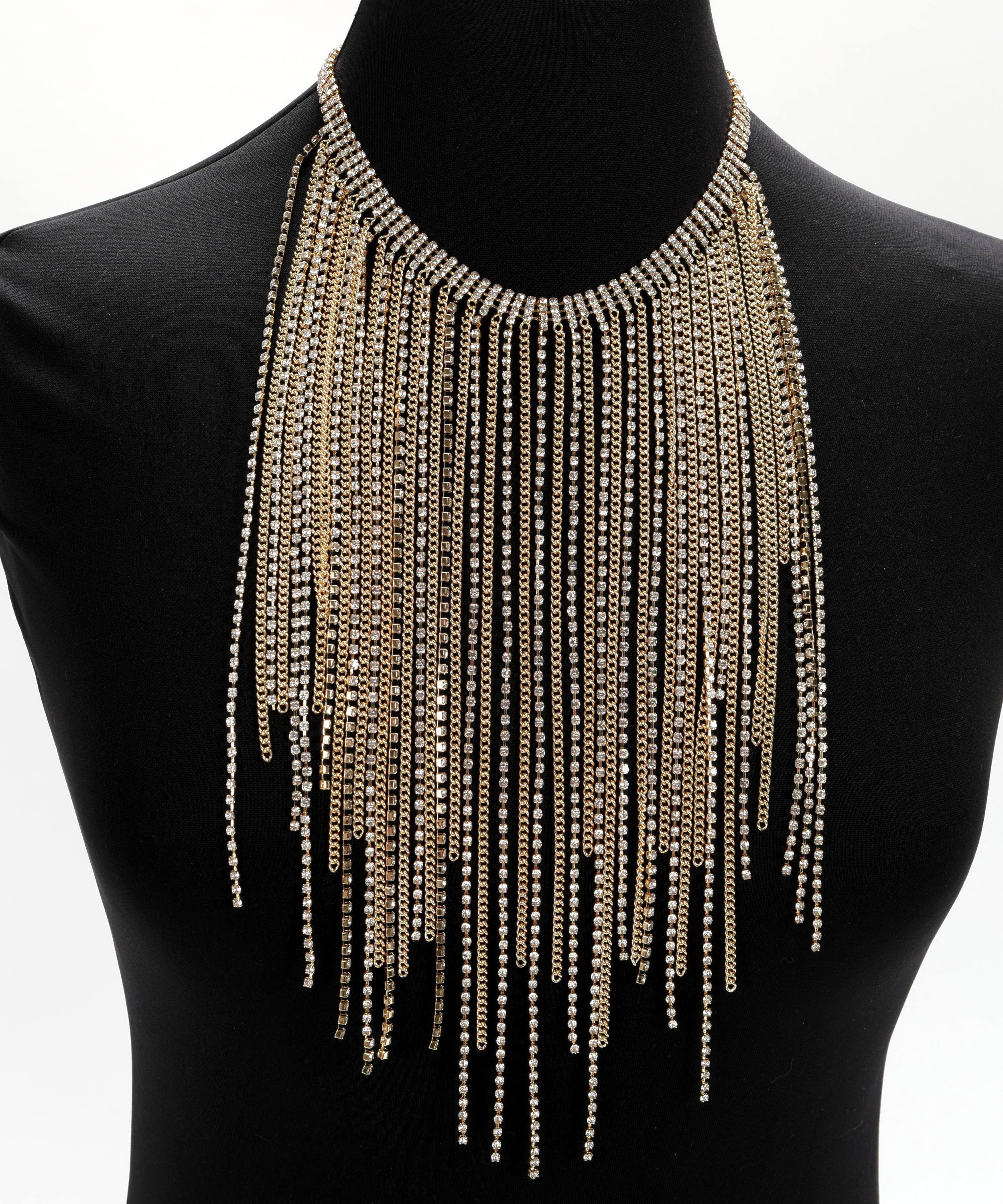 Necklaces D'ANDREA COLLECTION Fringe-Effect Necklace with Rhinestones Oro/bianco | D'ANDREA COLLECTION