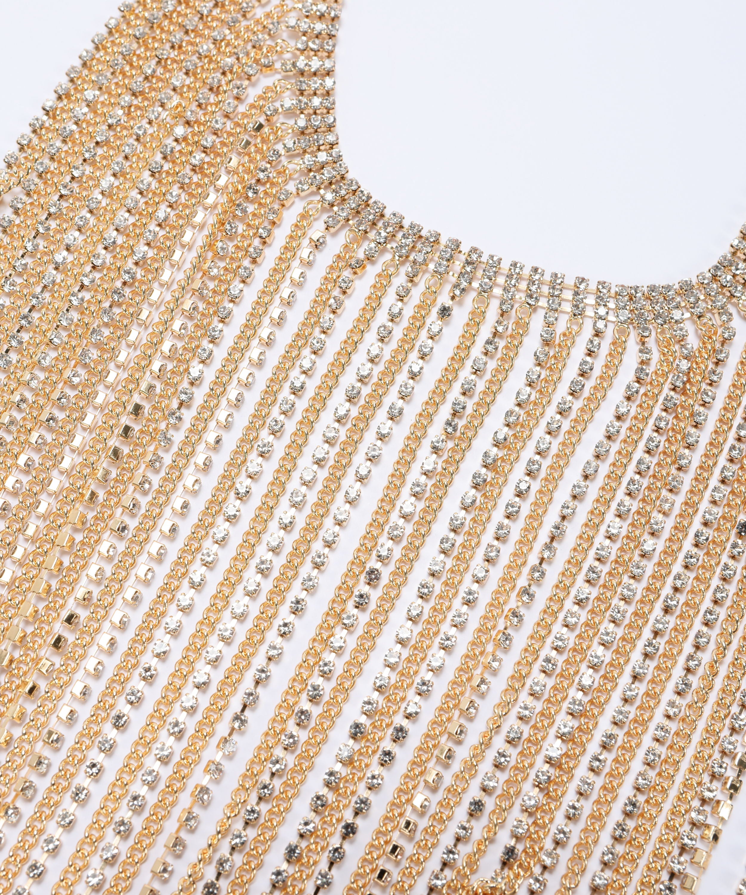Necklaces D'ANDREA COLLECTION Fringe-Effect Necklace with Rhinestones Oro/bianco | D'ANDREA COLLECTION