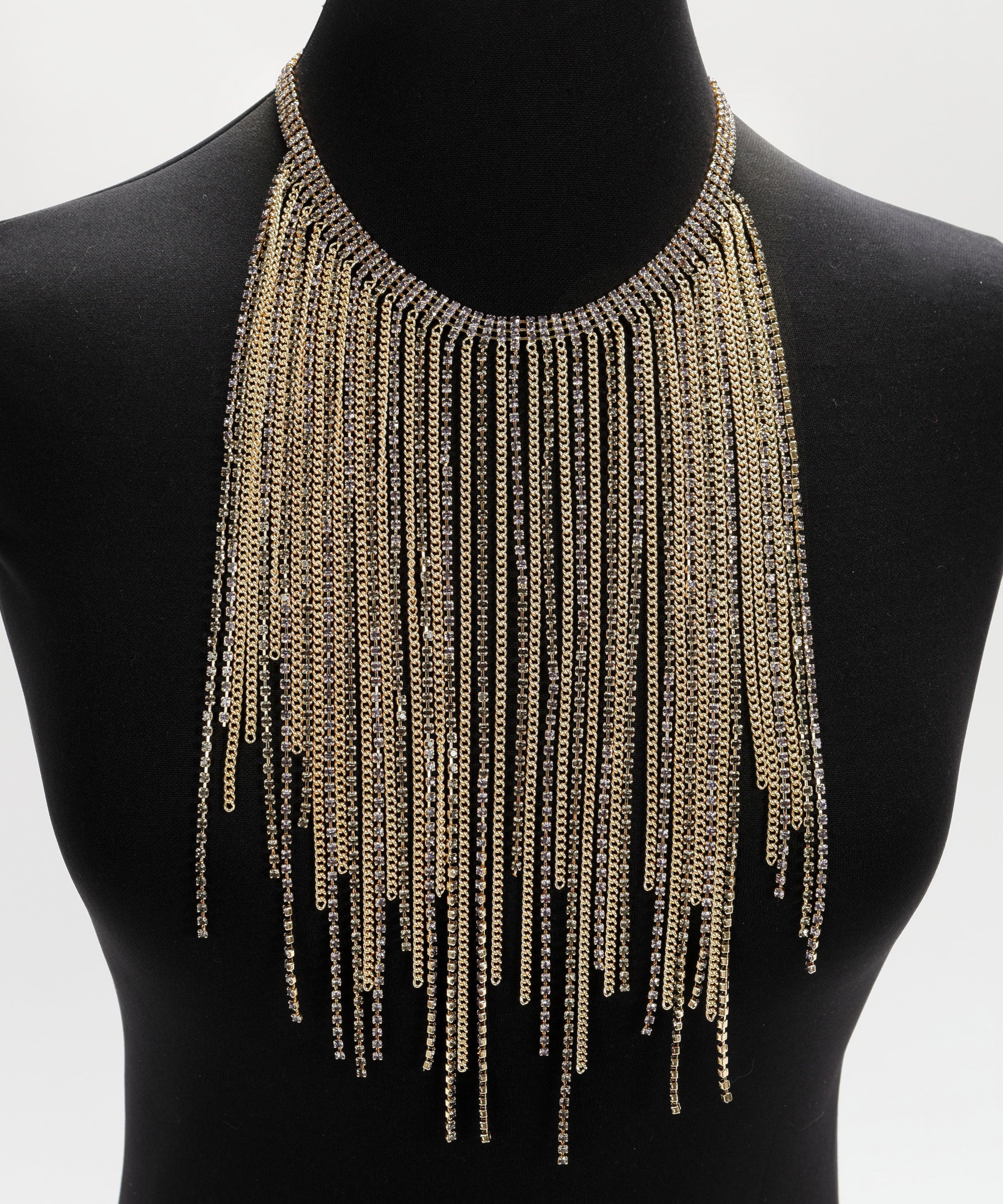 Necklaces D'ANDREA COLLECTION Fringe-Effect Necklace with Rhinestones Oro/blu | D'ANDREA COLLECTION
