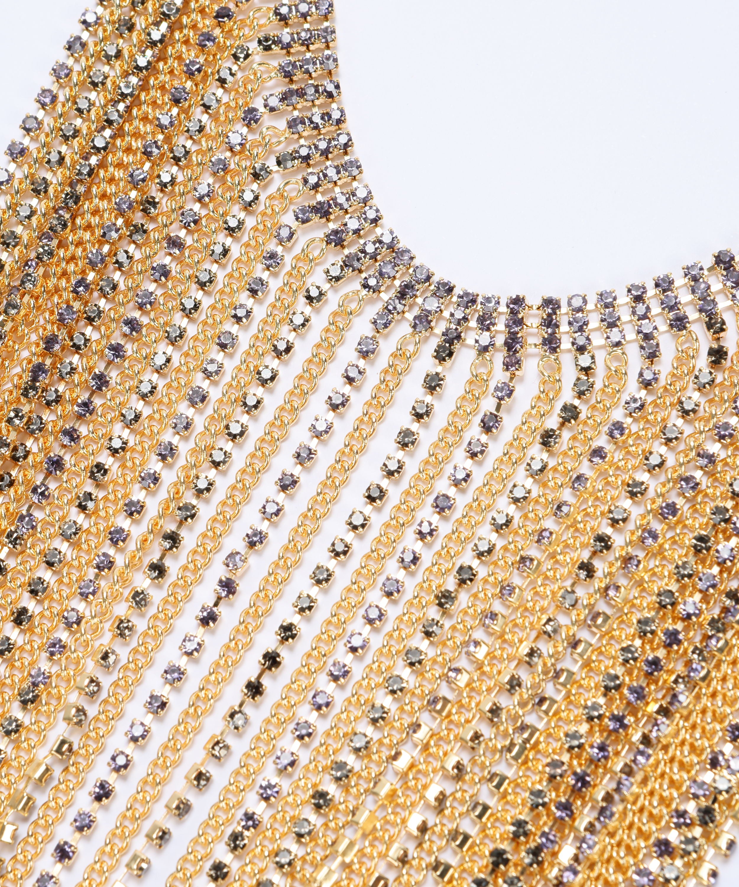 Necklaces D'ANDREA COLLECTION Fringe-Effect Necklace with Rhinestones Oro/blu | D'ANDREA COLLECTION