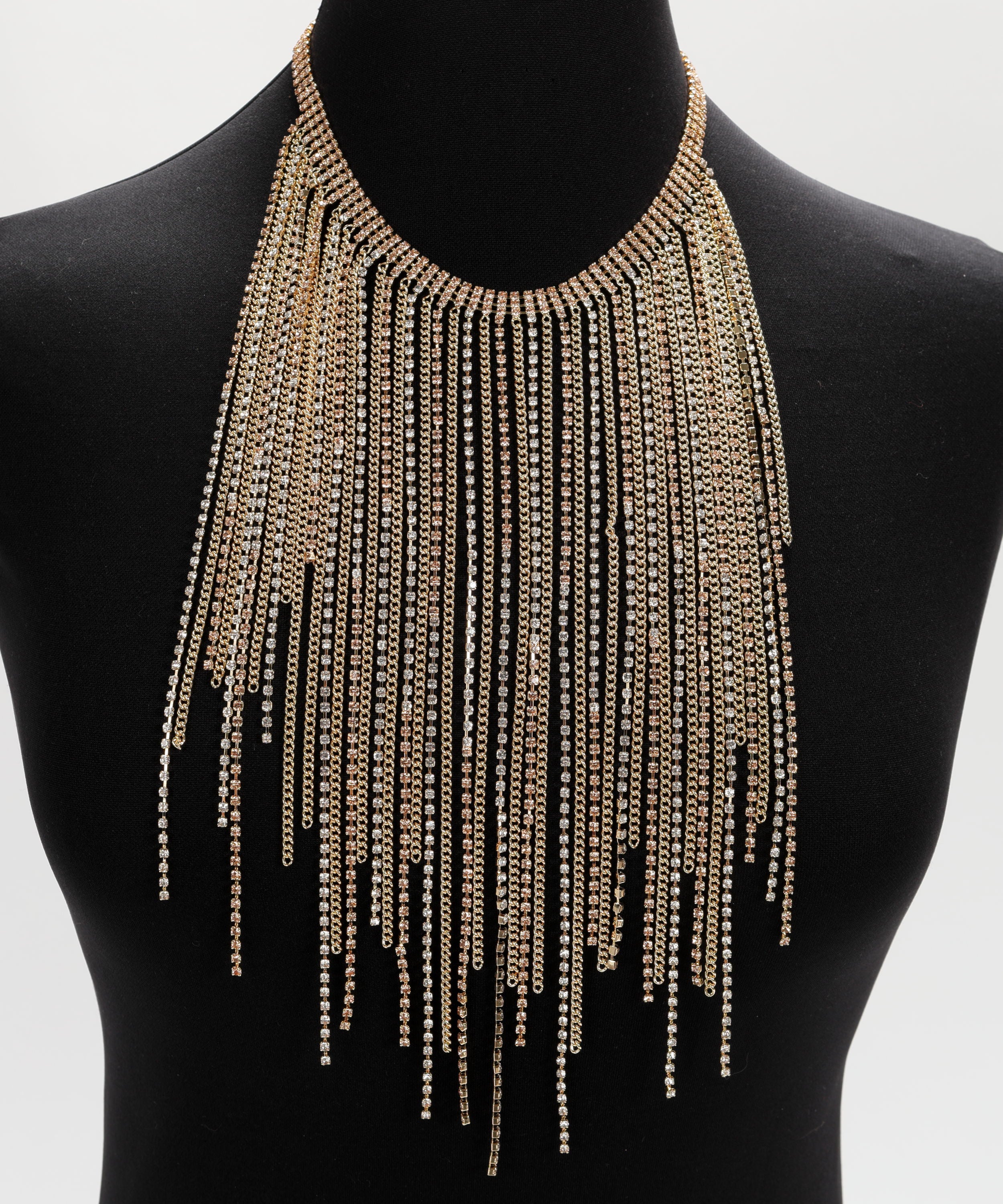 Necklaces D'ANDREA COLLECTION Fringe-Effect Necklace with Rhinestones Oro/rosa antico | D'ANDREA COLLECTION