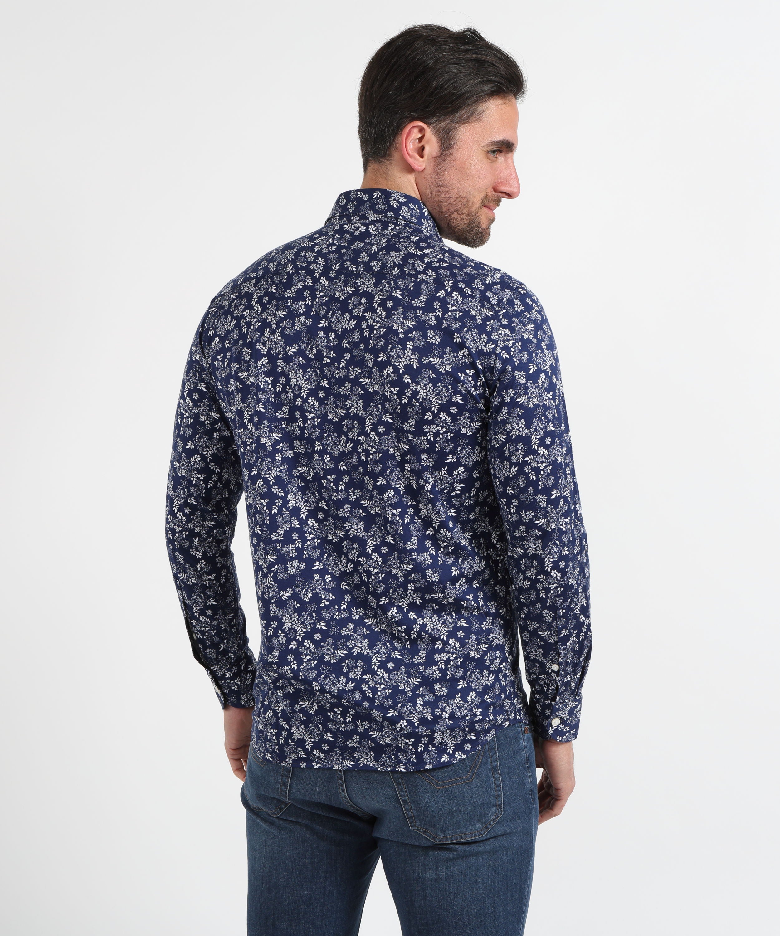 Camicie SONRISA Camicia in Fior di Cotone Fantasia blu | SONRISA