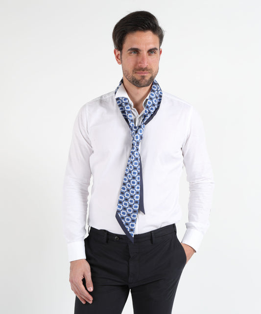 Foulard TAGLIATORE Foulard Reversibile con Disegno Geometrico Navy | TAGLIATORE