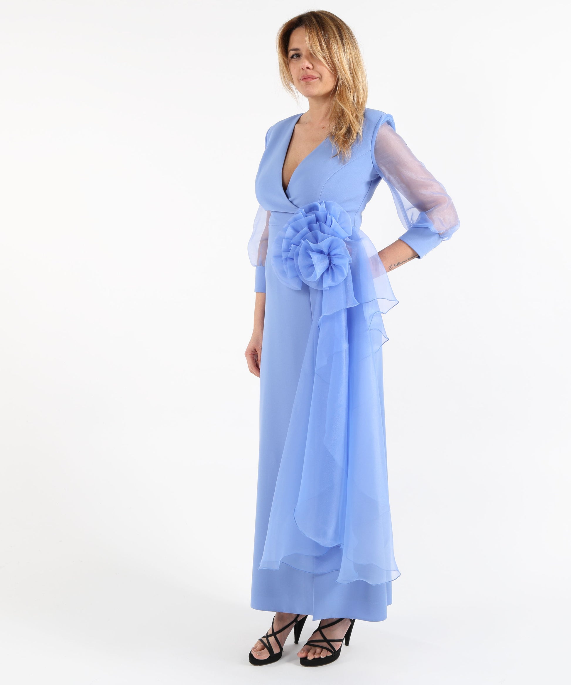 Dresses &amp; Suits SONIA PENA Short Dress with Brooch Azzurro | SONIA PENA