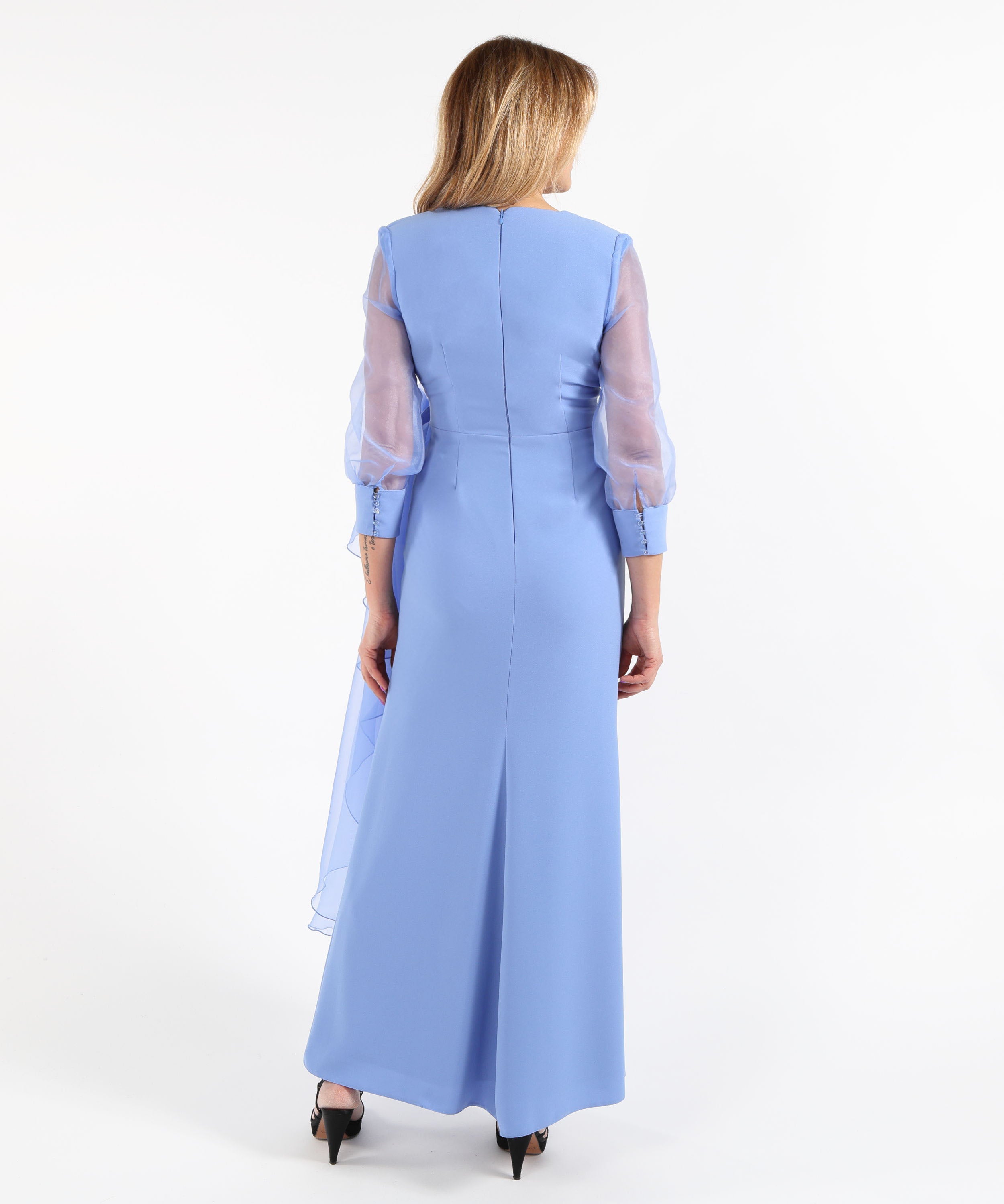 Dresses & Suits SONIA PENA Short Dress with Brooch Azzurro | SONIA PENA