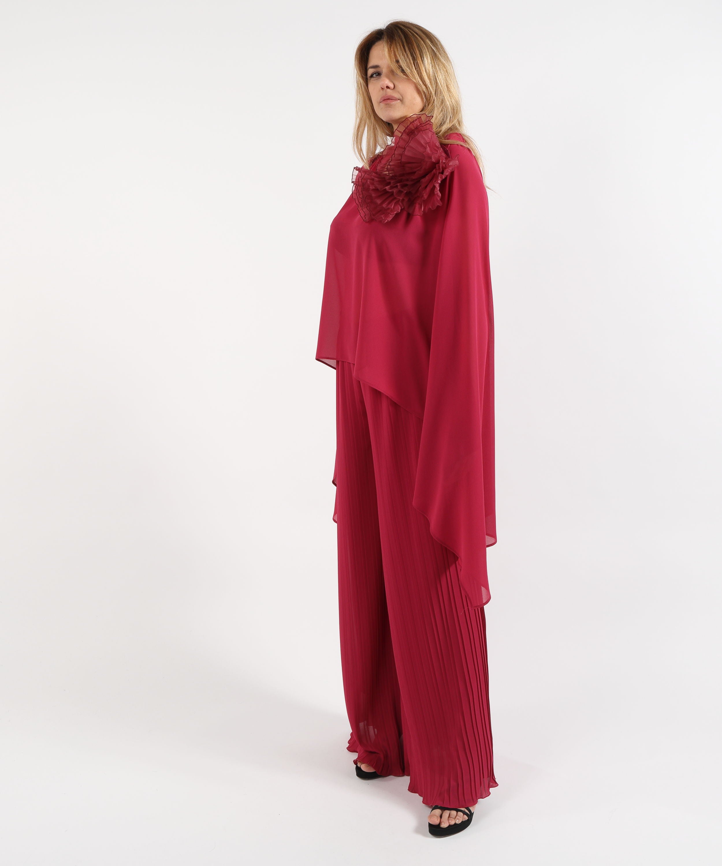Completi ELISABETTA DORI Completo Casacca e Pantalone Plissé Fuxia | ELISABETTA DORI