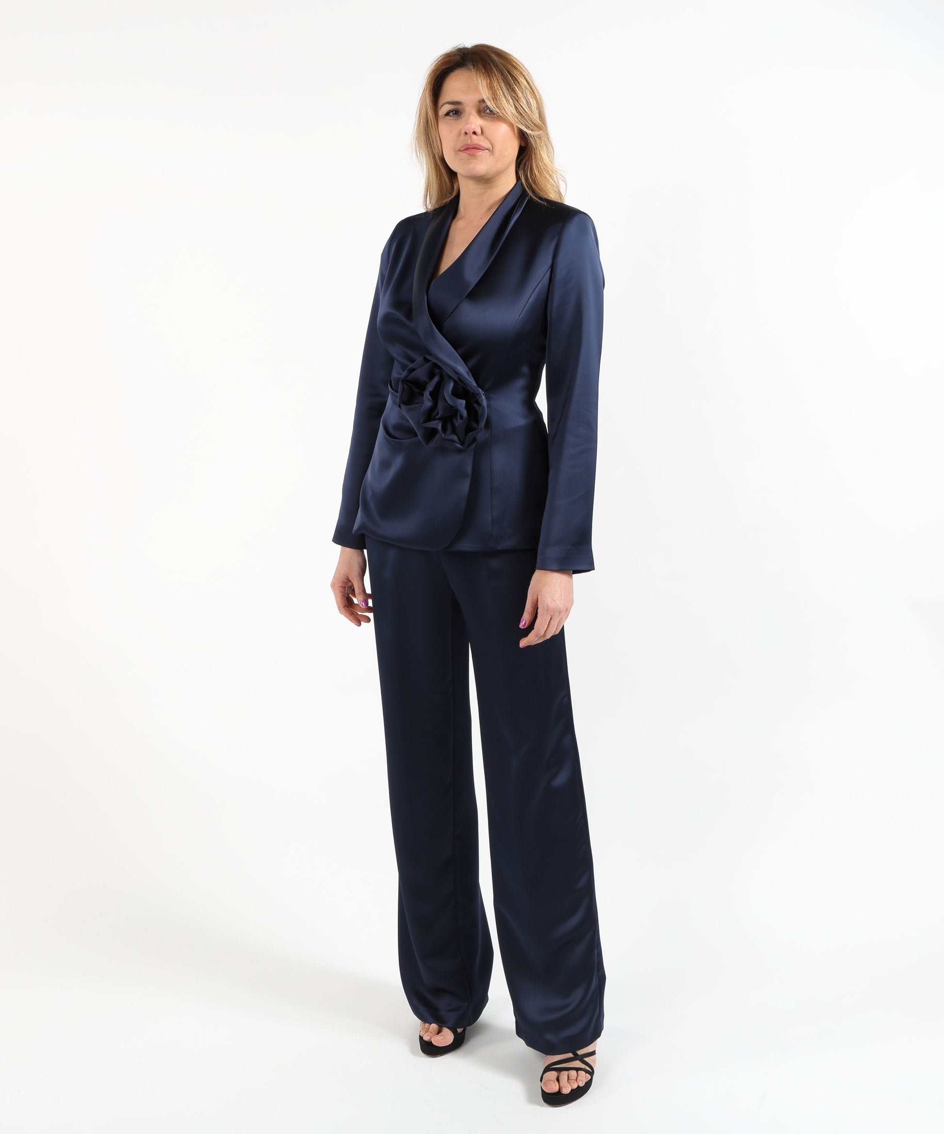 Outfits ELISABETTA DORI Double-Breasted Jacket and Pants Set” Blu | ELISABETTA DORI