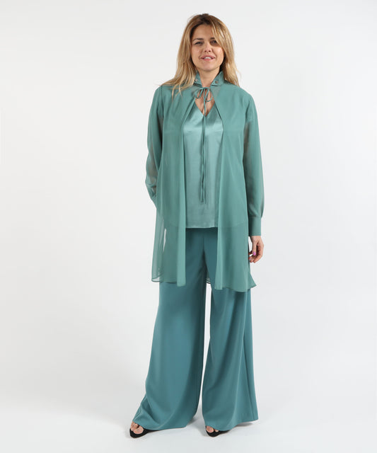 Spolverini ELENA MIRO' Camicia lunga in georgette Verde acqua | ELENA MIRO'