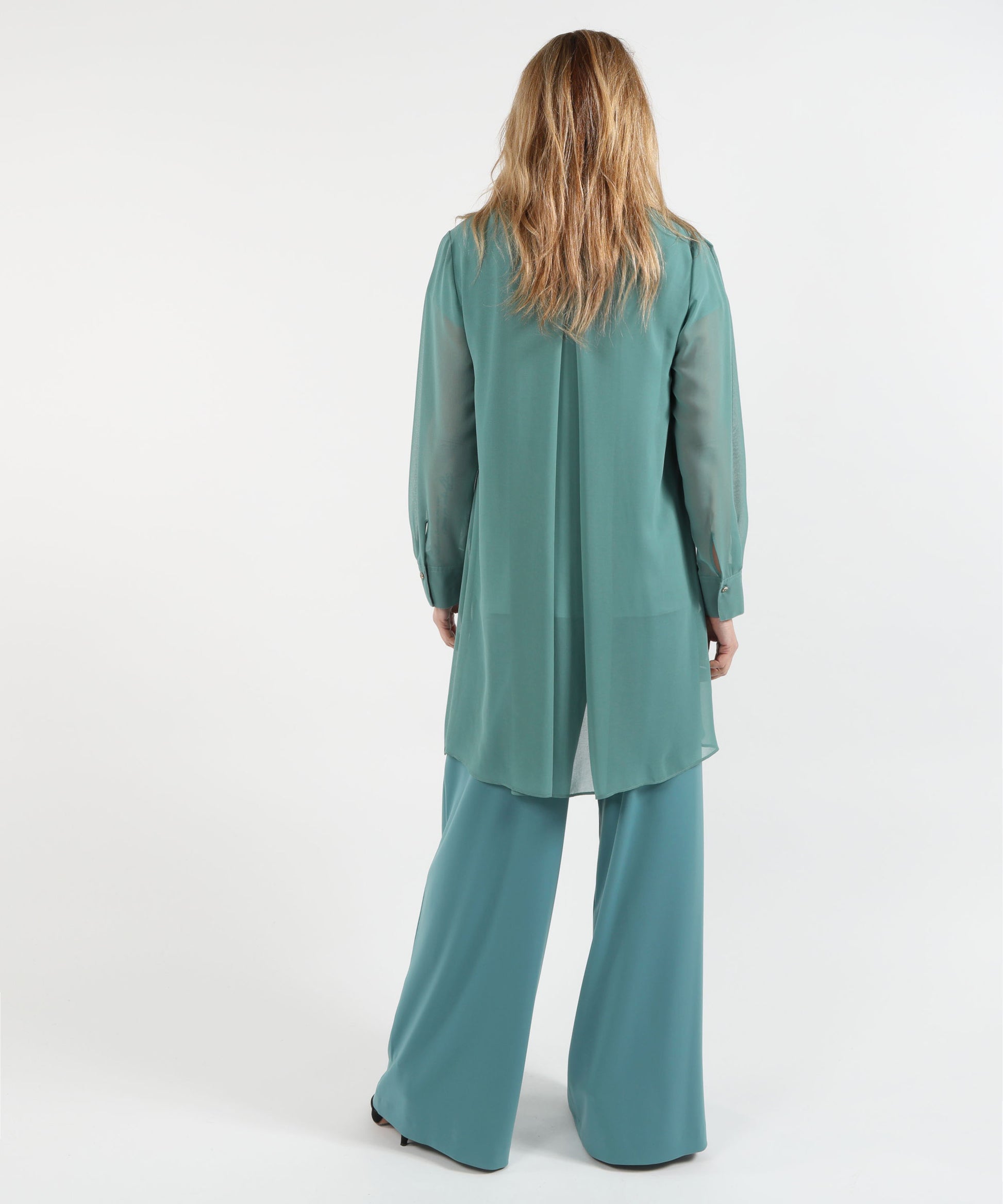 Spolverini ELENA MIRO' Camicia lunga in georgette Verde acqua | ELENA MIRO'