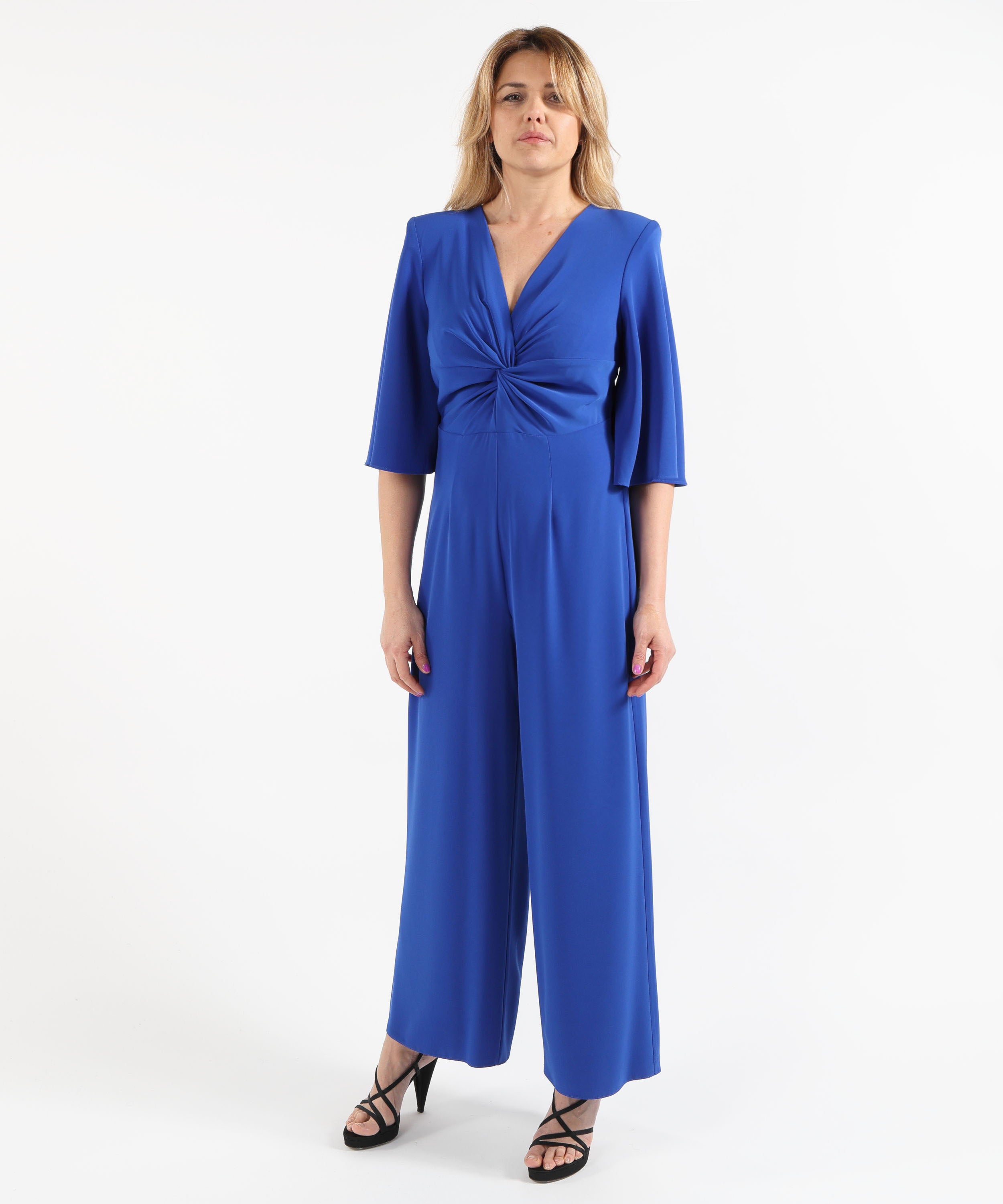 Jumpsuits SONIA PENA Elegant Jumpsuit with 3/4 Sleeves Zaffiro | SONIA PENA